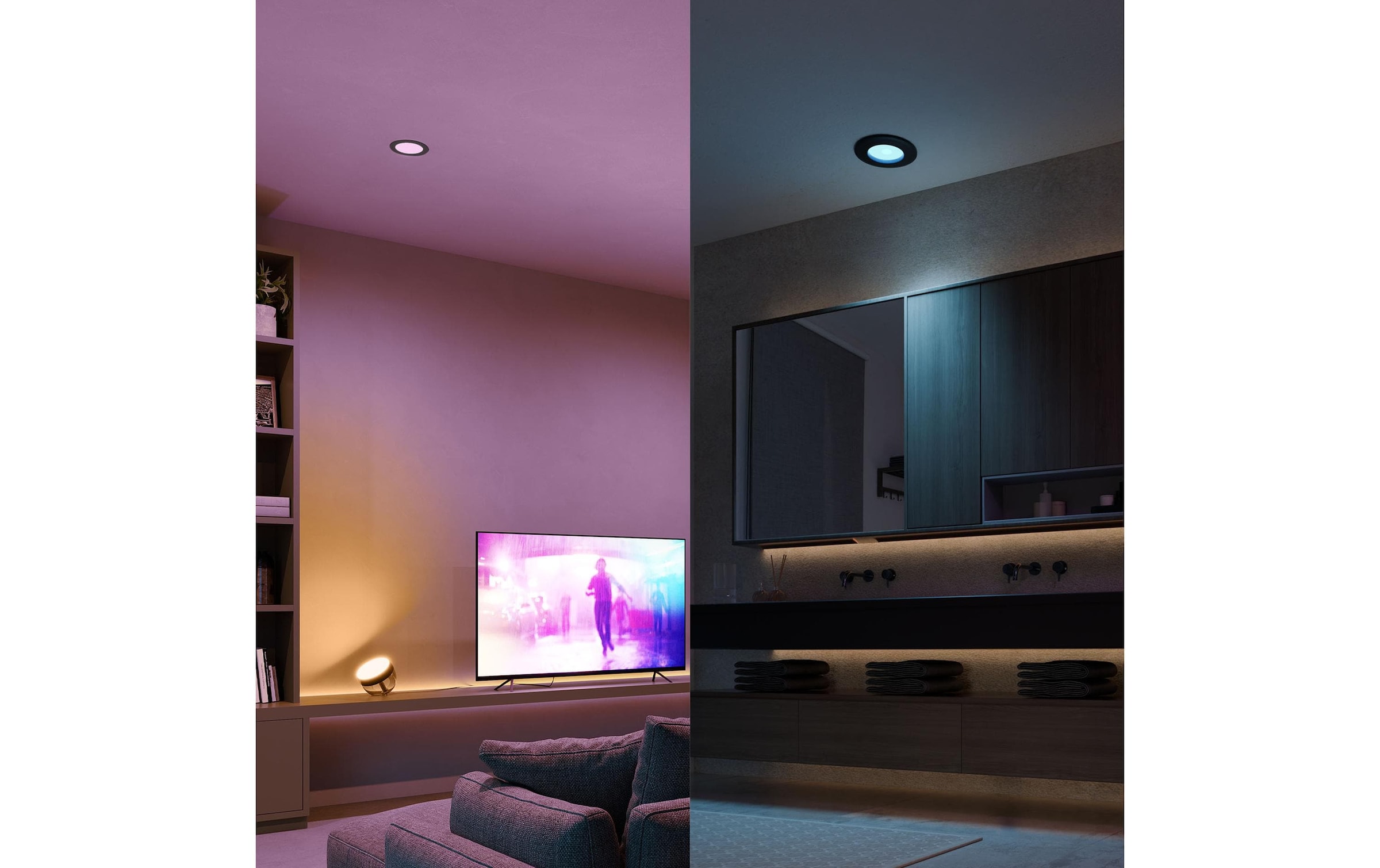 Philips Hue LED Deckenleuchte »White & Color Ambiance Slim Recessed 90 mm 3er schwarz«