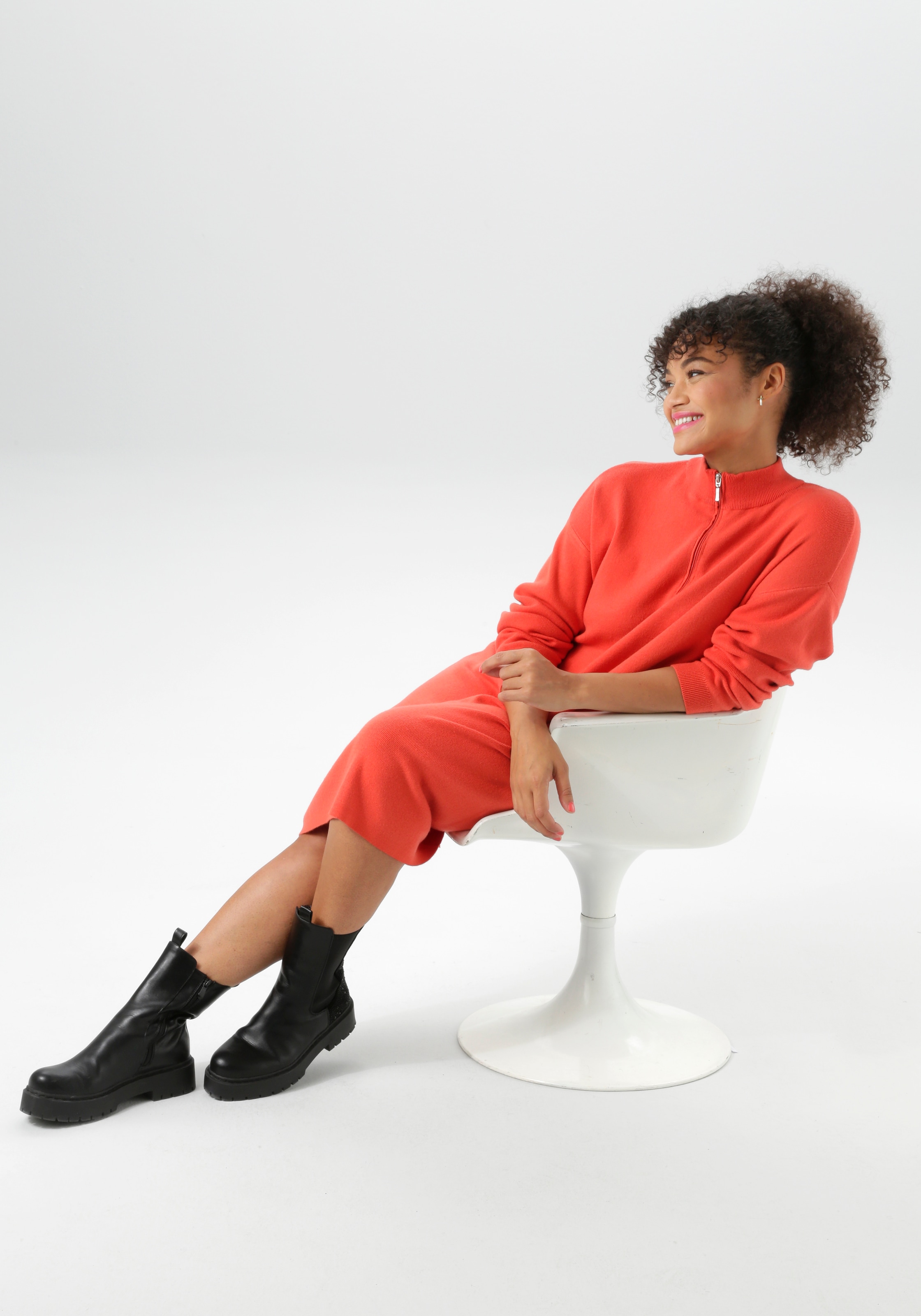 Aniston PLUS Strickkleid, mit Stehkragen und Reissverschluss - NEUE KOLLEKTION