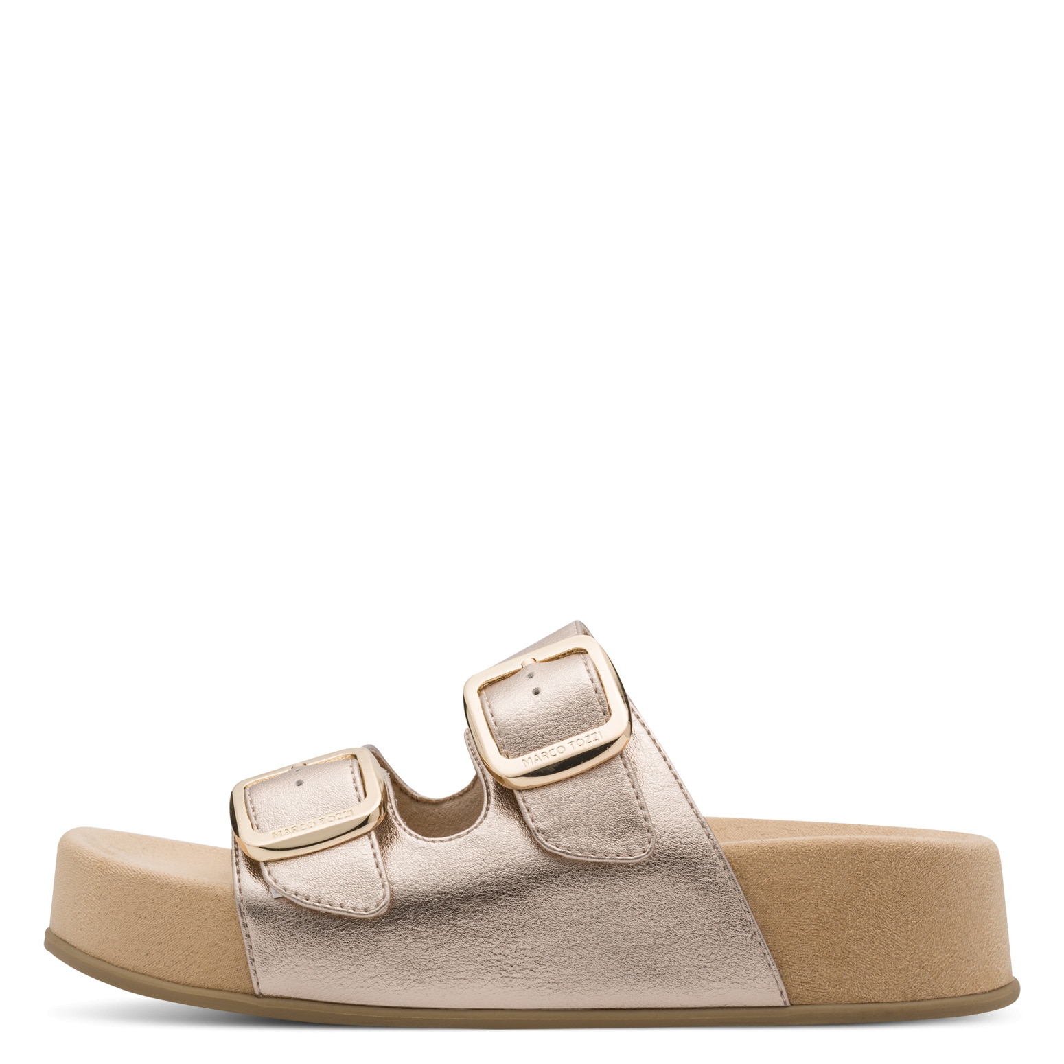 MARCO TOZZI Pantolette »CAPRIA«  Chaussure d'été, chaussure à enfiler avec logo embossé sur les boucles
