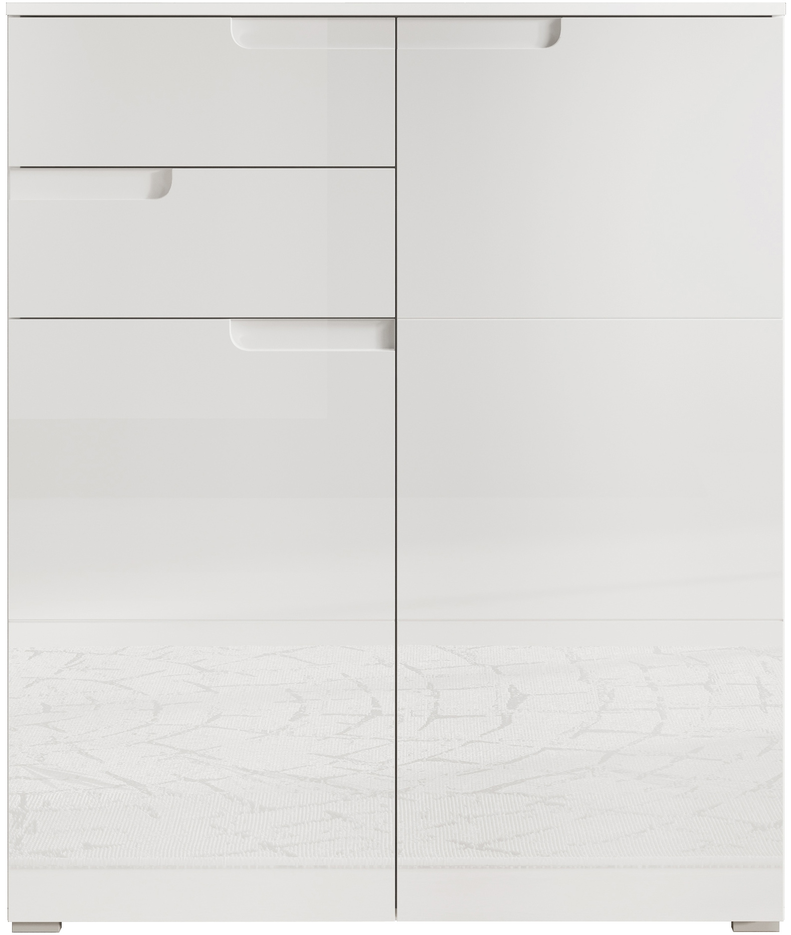 HBZ Kommode »Spice weiss hochglanz, BxHxT 100x119x40 cm«, Kommode mit 2 Türen, 2 Schubkästen und 3 Einlegeböden