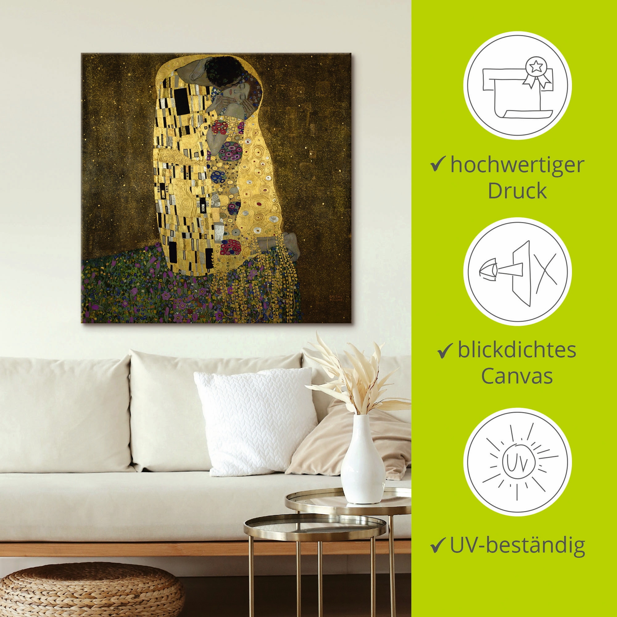 Artland Wandbild »Der Kuss«, Paar, (1 St.), als Leinwandbild, Poster in verschied. Grössen