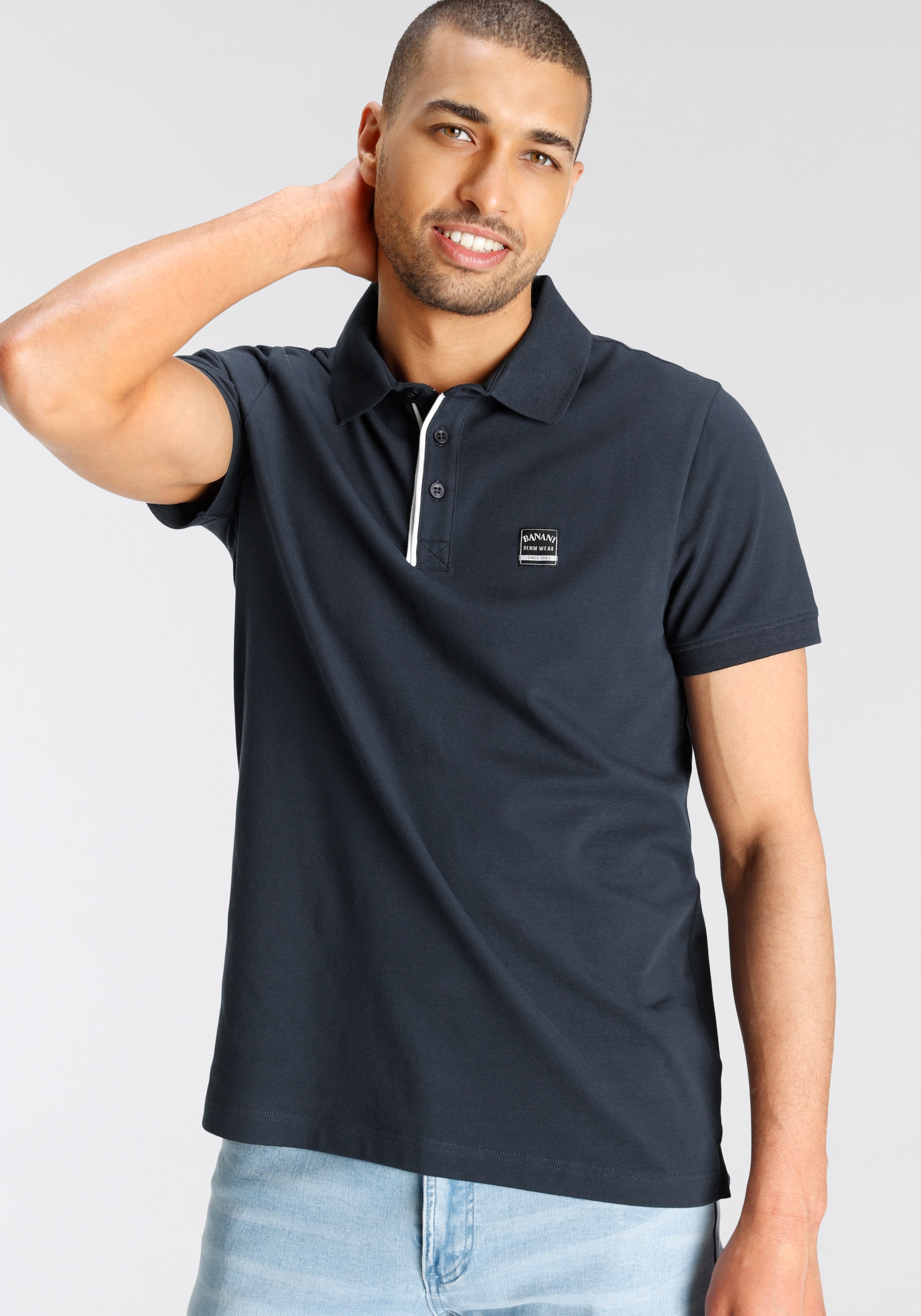 Mode Acheter en ligne Bruno Banani Poloshirt, mit Kontrast an der  Knopfleiste confortablement