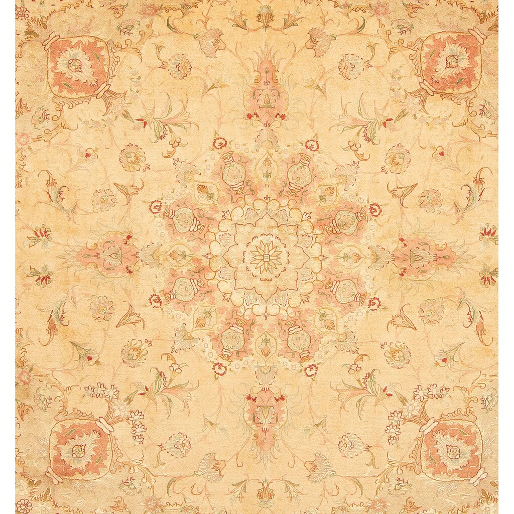 morgenland Orientteppich »Perser - Täbriz - Royal quadratisch - 203 x 200 cm - beige«, quadratisch, Wohnzimmer, Handgeknüpft, Einzelstück mit Zertifikat