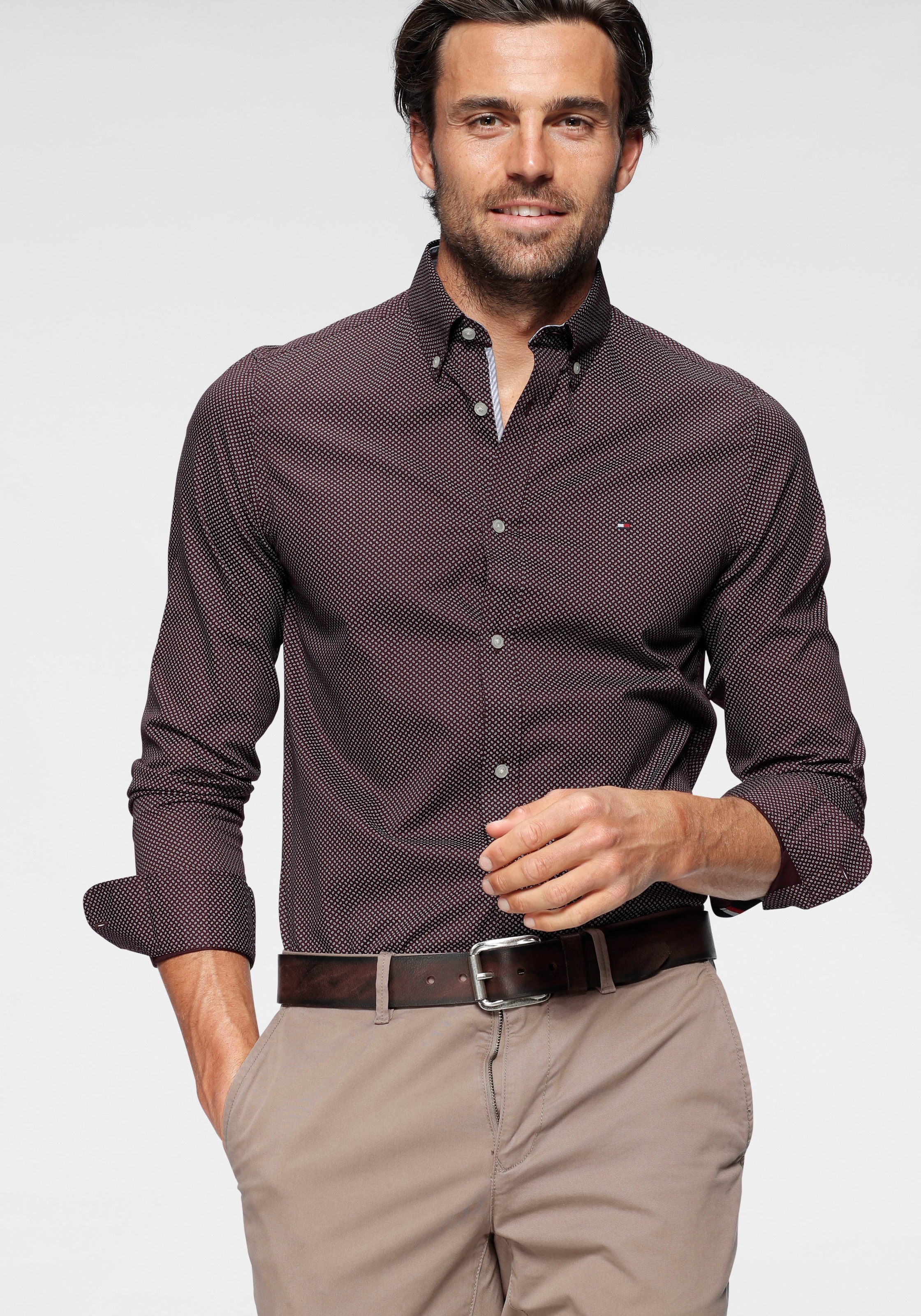 Image of Tommy Hilfiger Langarmhemd »SLIM MICRO PRINT TWILL SHIRT« bei Ackermann Versand Schweiz