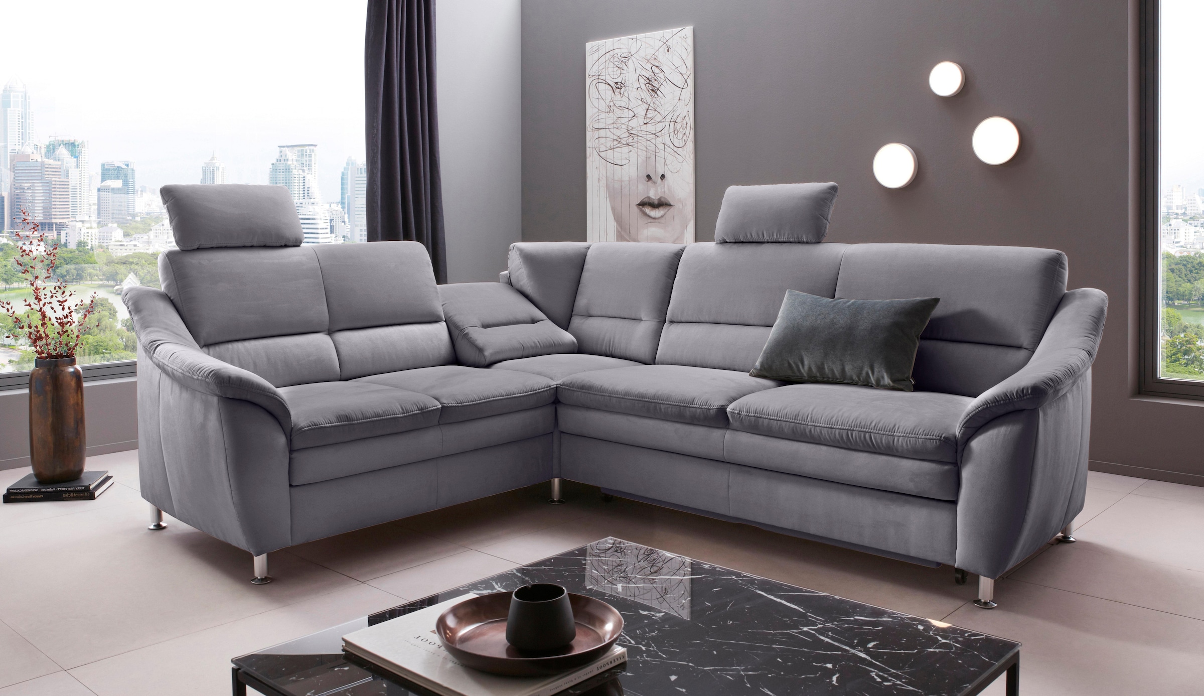 Places of Style Ecksofa »Cardoso L-Form«, Federkern, wahlweise mit Bett, Schubkasten, teilweise Relaxfunktion