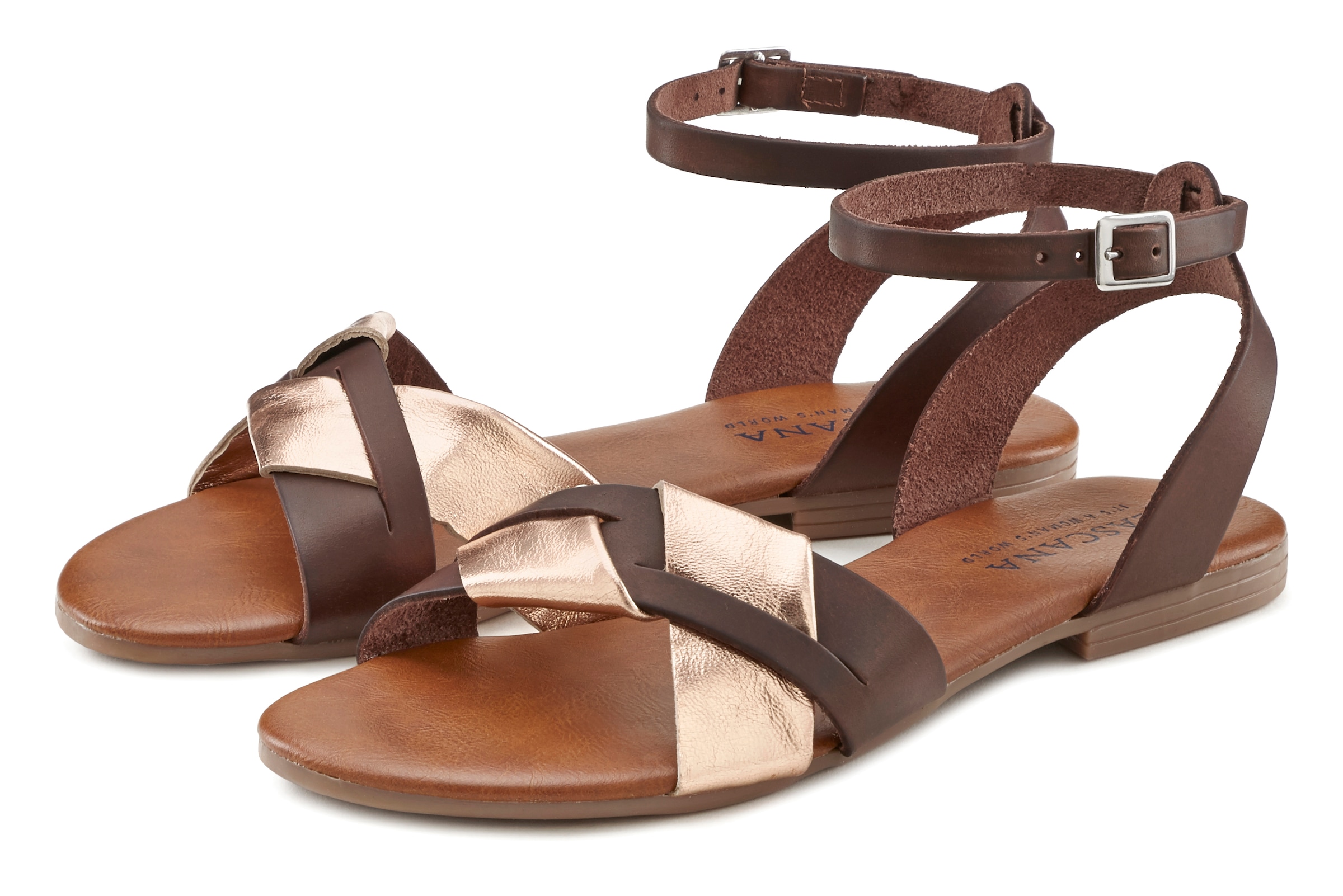 Sandale, Sandalette, Sommerschuh aus hochwertigem Leder mit Metallic Optik