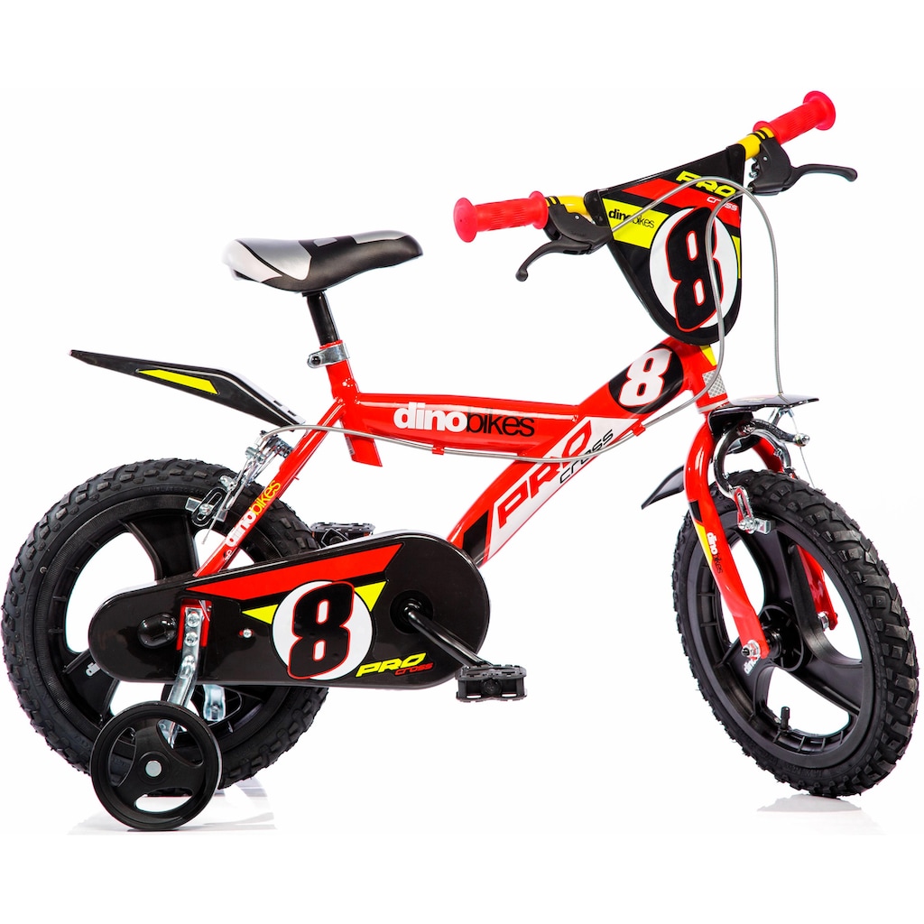 Dino Kinderfahrrad »Mountainbike 14 Zoll«, 1 Gang, mit Stützrädern, Frontschild und coolen Schutzblechen