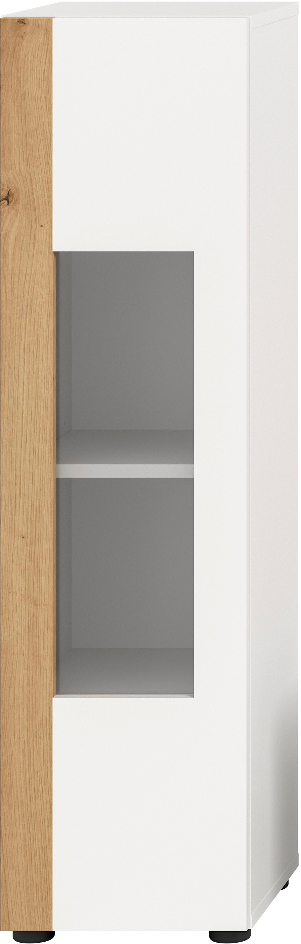 Image of Home affaire Vitrine "Svala, Höhe 112 cm, Holzdekor, 1 Tür" 1 Stk. tlg. 3 Einlegeböden, Vitrinenschrank, Schrank, Wohnschrank