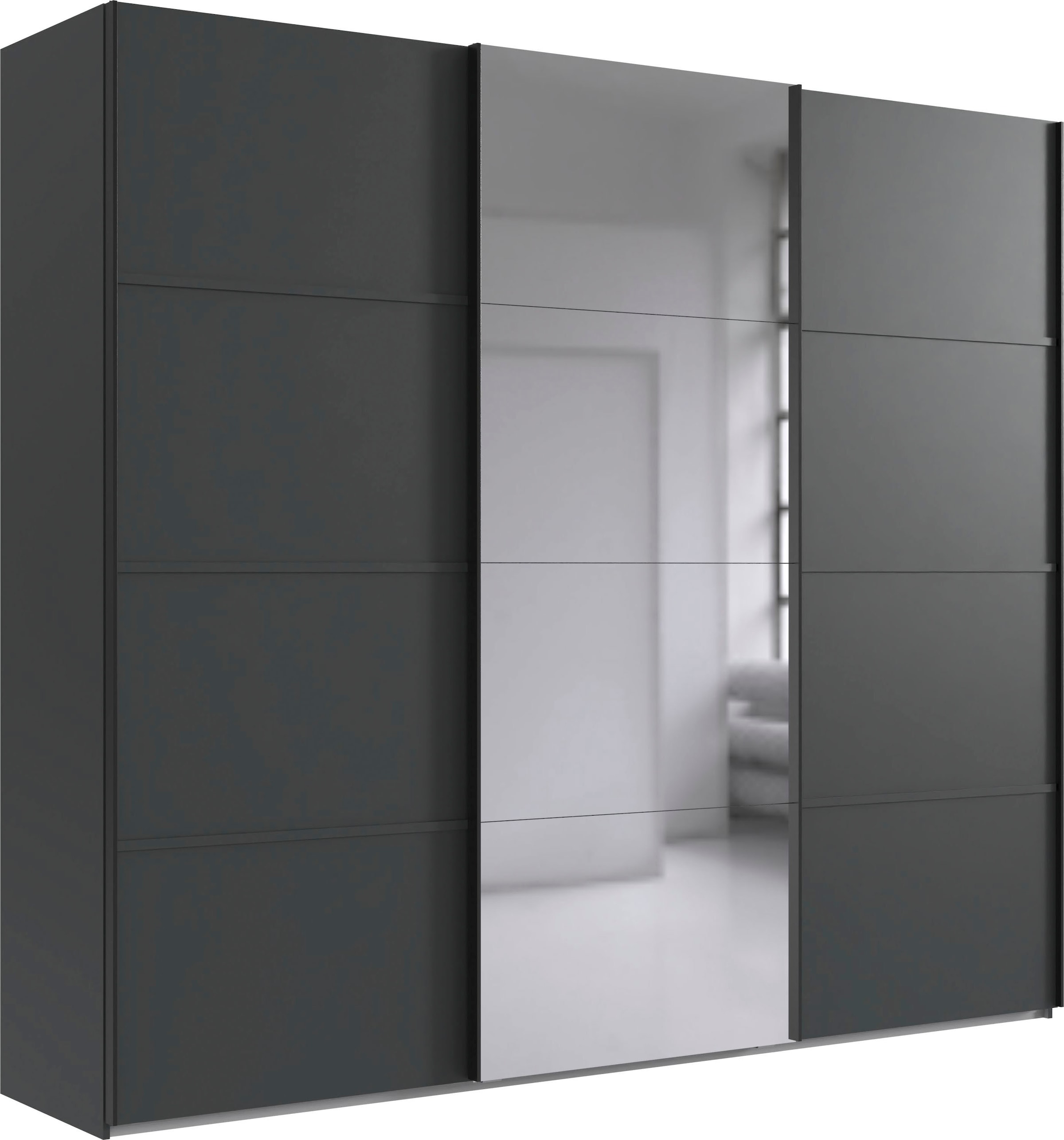 Image of Wimex "Jork Kleiderschrank mit Spiegel, schwarze Metallgriffe" Schrank in verschiedenen Grössen und Innenausstattungsvarianten
