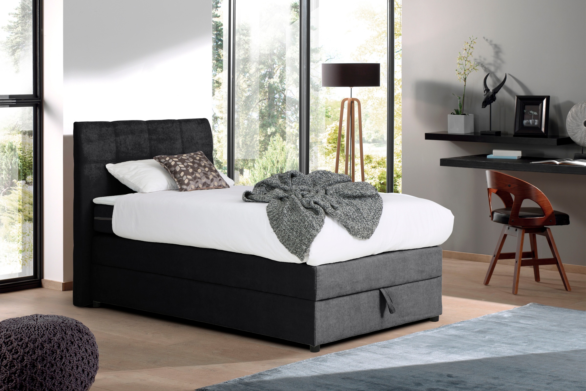 Home affaire Boxspringbett "Finja" besonders komfortable Liegehöhe, mit praktischem Bettkasten