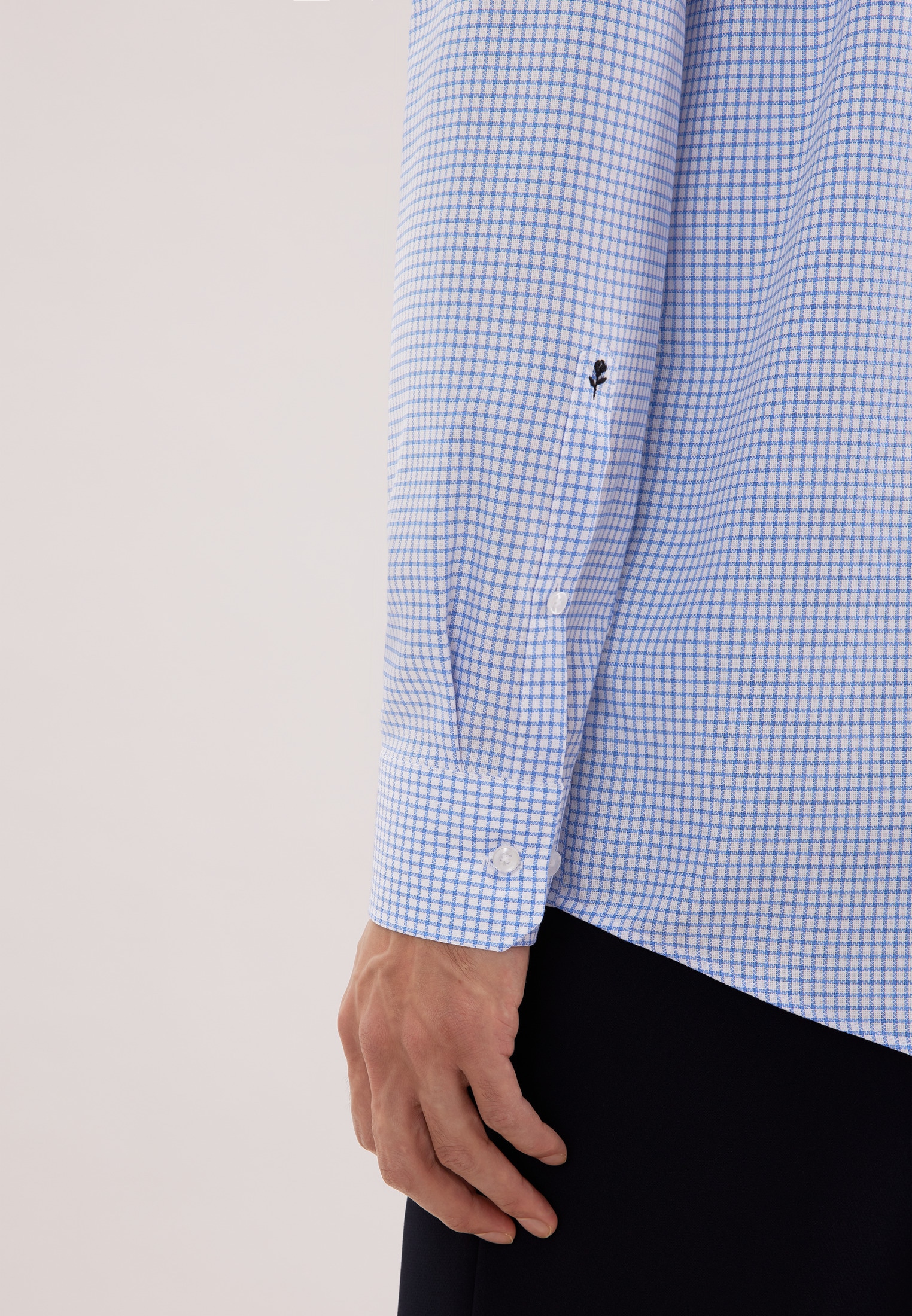 seidensticker Businesshemd »Schwarze Rose« Regular 1/1 Covered-Button-Down-Kragen Karo