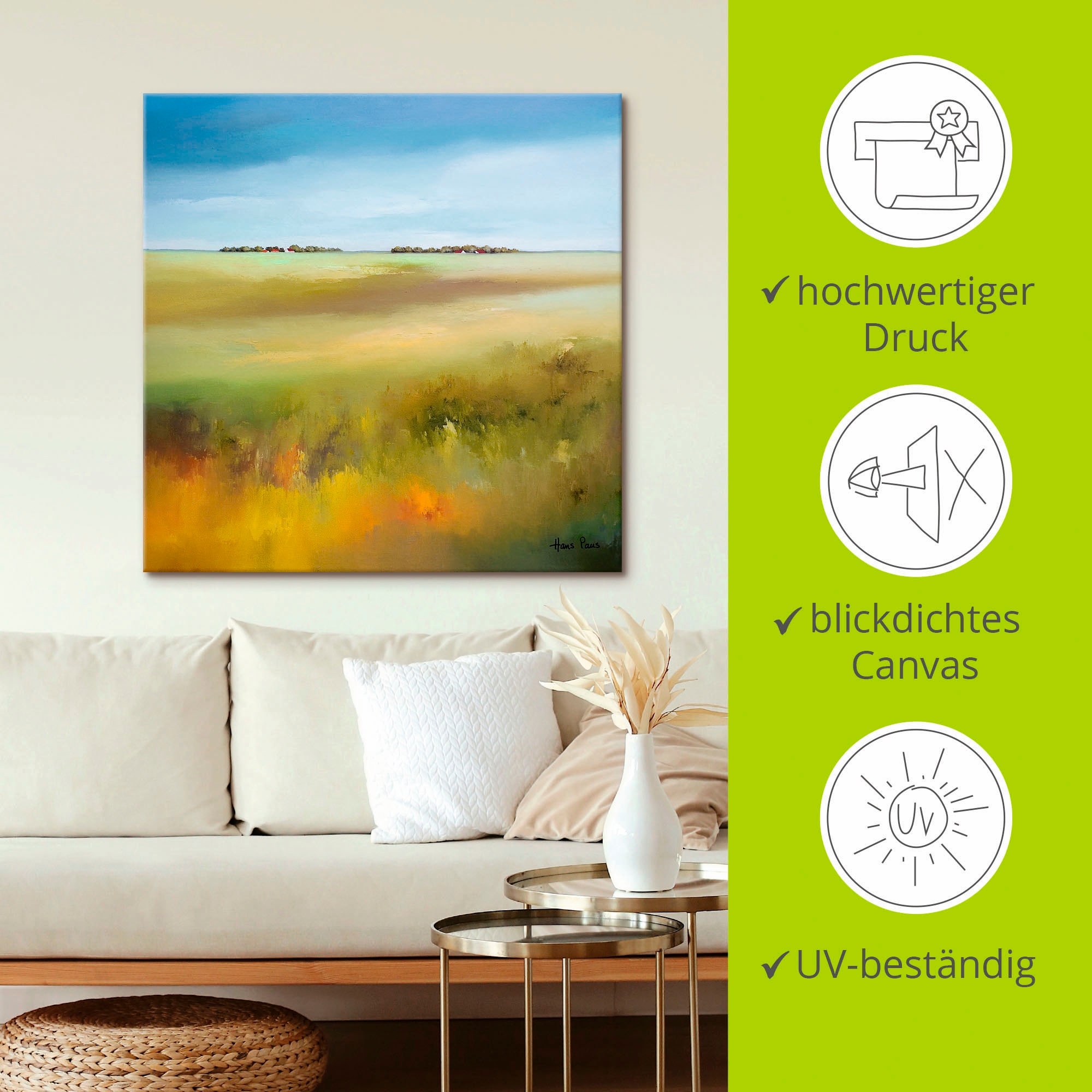 Artland Wandbild »Landschaft I« Felder 1 Stk. tlg. auf Holzrahmen gespannt