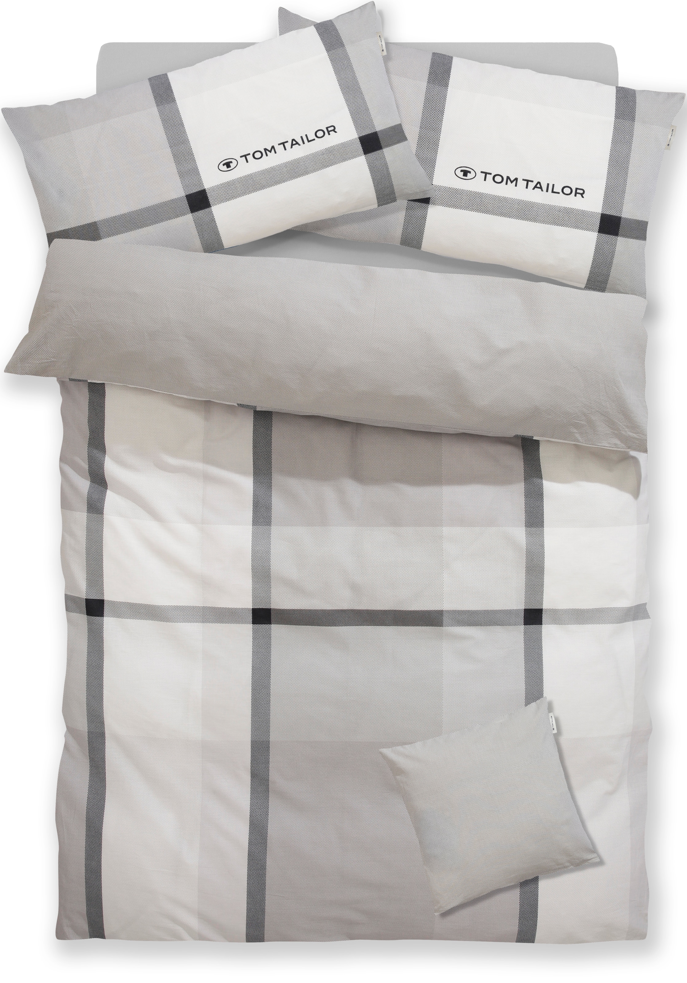 TOM TAILOR HOME Bettwäsche »Lenny in Gr. 135x200 oder 155x220 cm« 3 Stk. mit GRATIS-Zugabe: Kissenhülle 1tlg., in Biber und Renforcé erhältlich