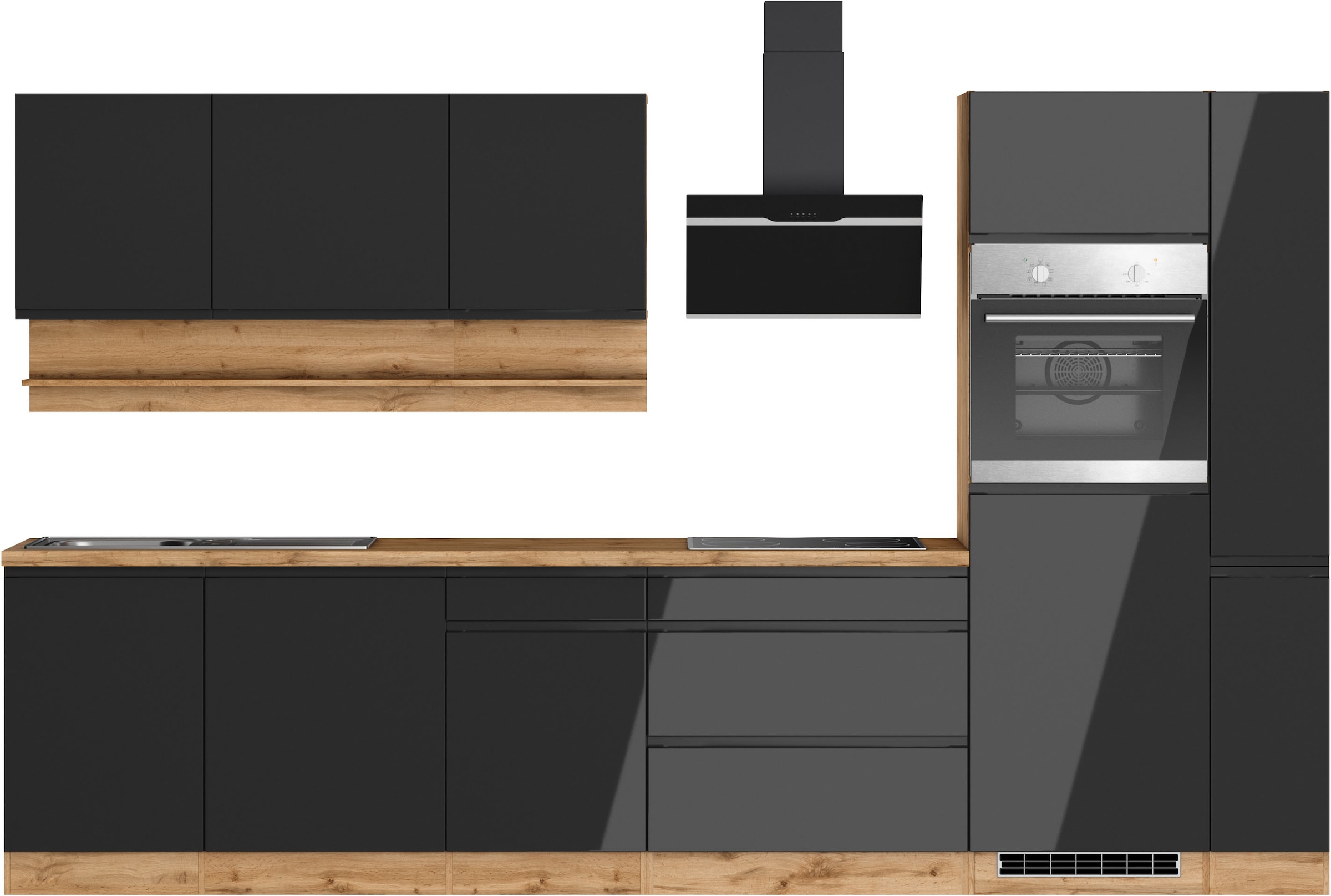Image of KOCHSTATION Küchenzeile "KS-Virginia,neu in verbesserter Ausführung" Arbeitsplatte 38 mm stark, Stauraum, Softclose, Breite 330 cm, Soft-Close, ohne E-Geräte
