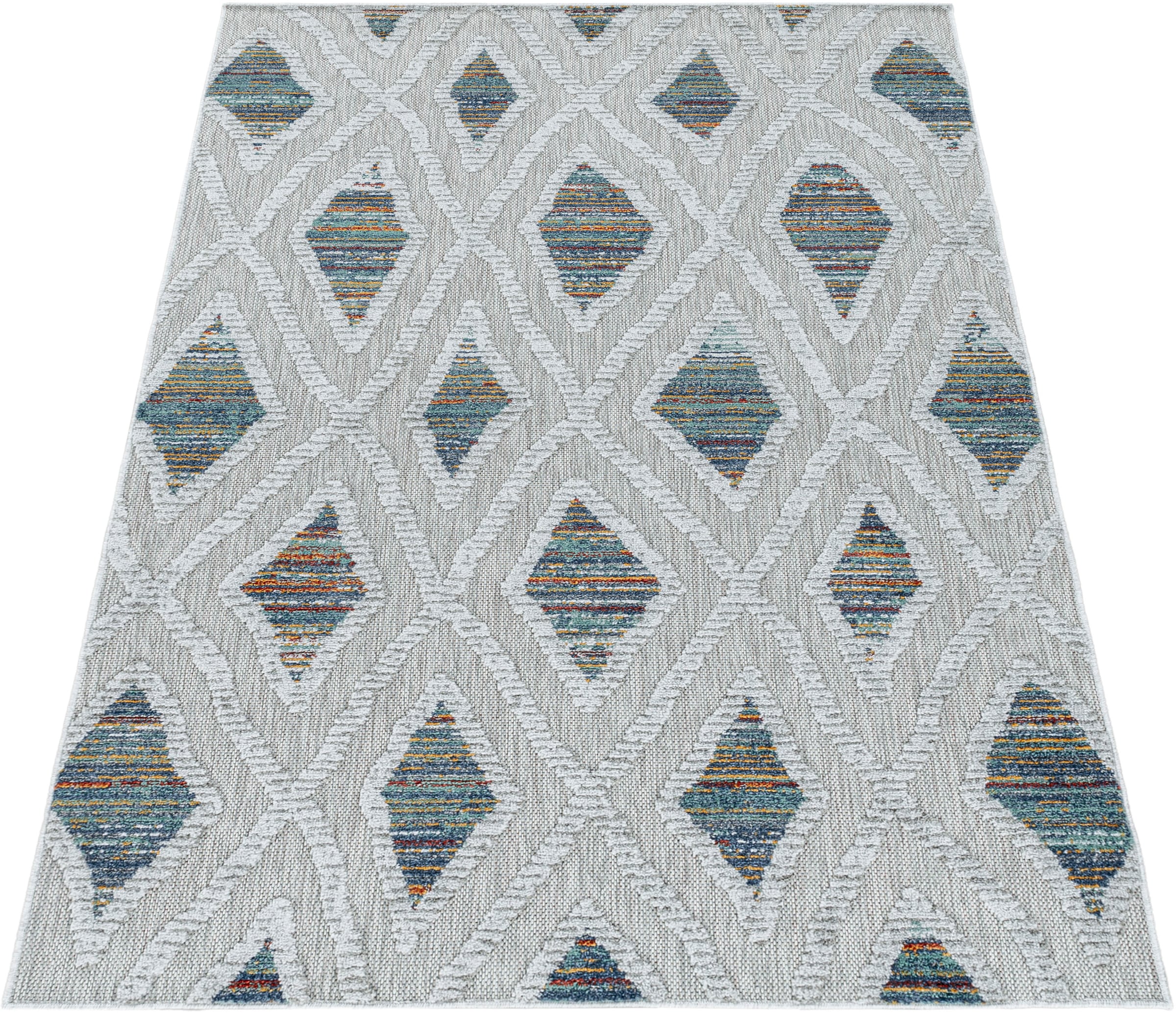 Ayyildiz Teppiche Teppich »BAHAMA 5157«, rechteckig, 8 mm Höhe, Läufer, Flachflor mit Hoch-Tief-Struktur, In-und Outdoor geeignet