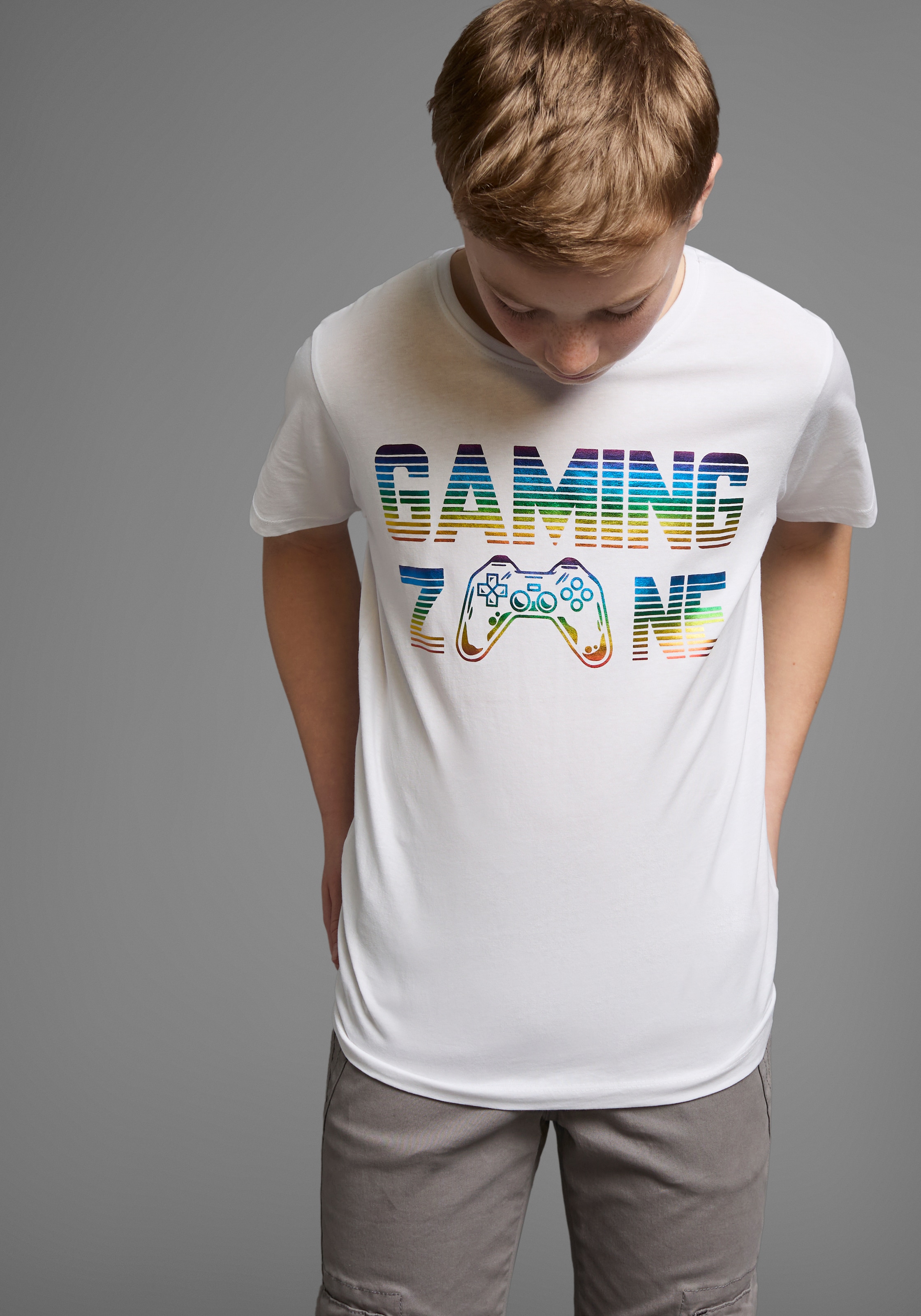 KIDSWORLD T-Shirt »GAMING ZONE«, Kurzarm, Basic-Passform, bedruckt, Rundhalsausschnitt