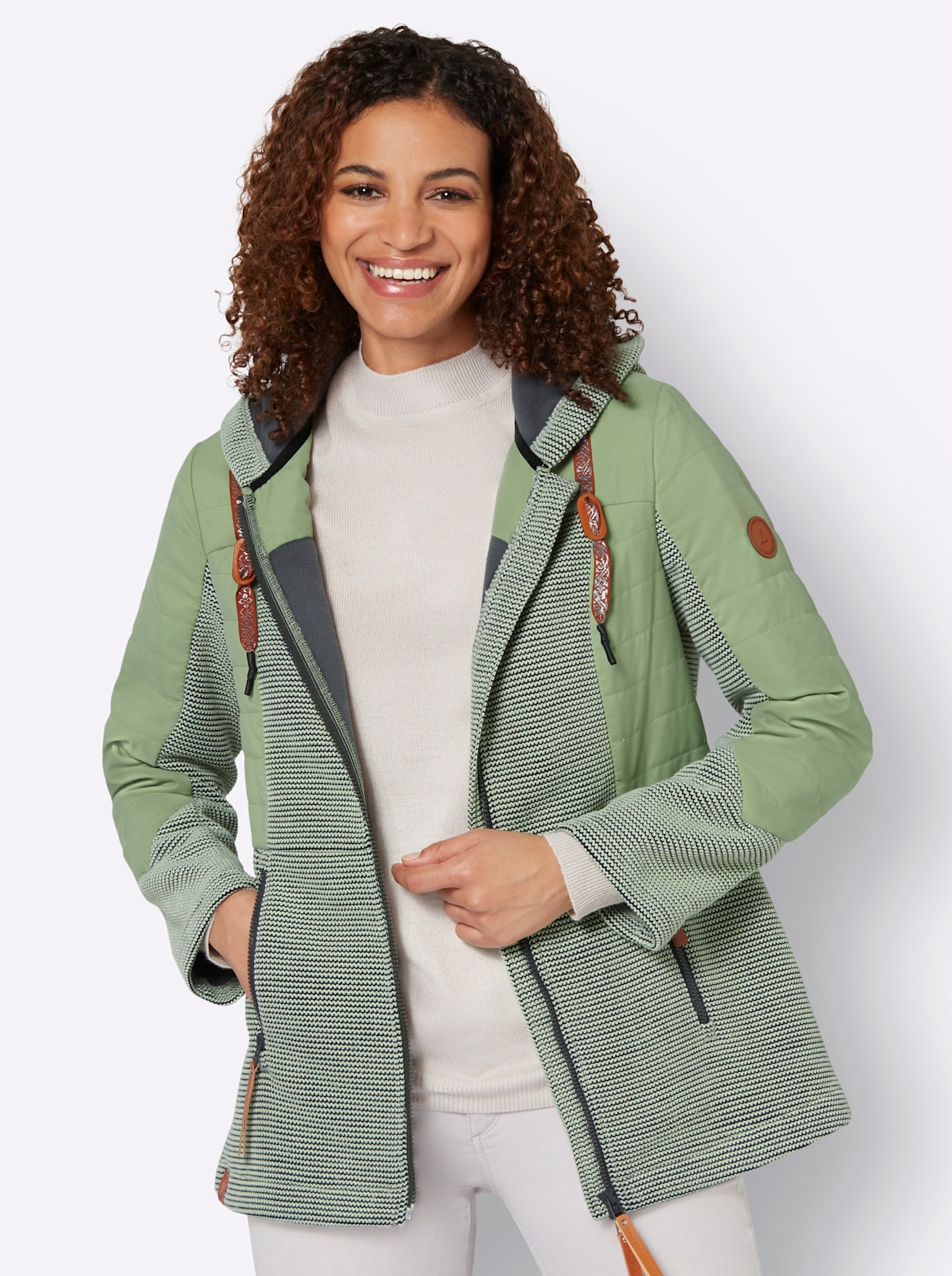 Casual Looks Strickfleecejacke mit Kapuze