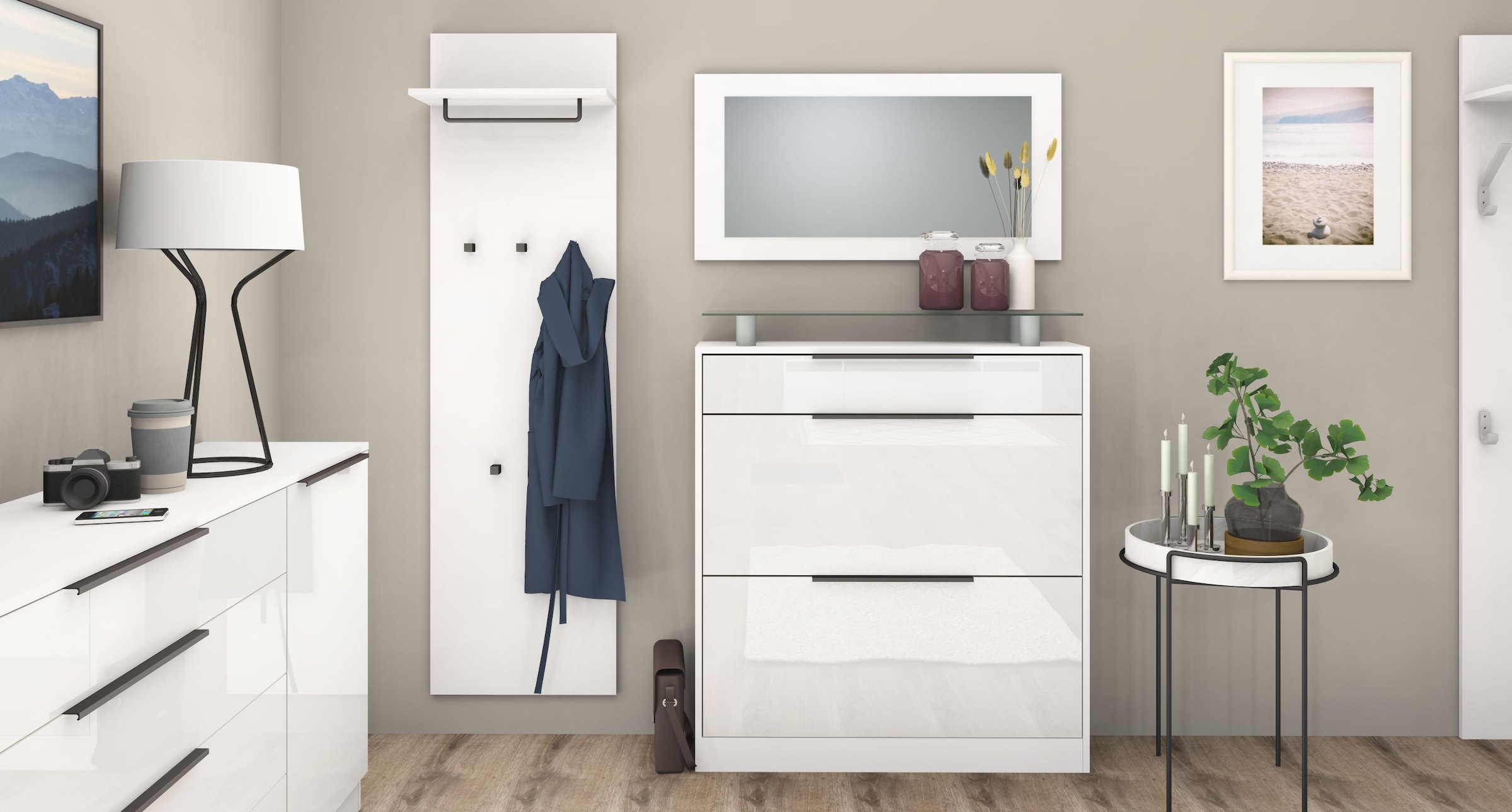 borchardt Möbel Garderoben-Set »Tom«, (3 St.), Schuhschrank stehend