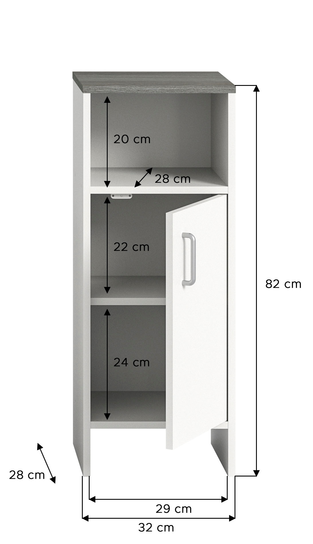 welltime Unterschrank »Lier«, (1 St.), Badmöbel, 1 Tür, Türanschlag wechselbar, Breite 32 cm