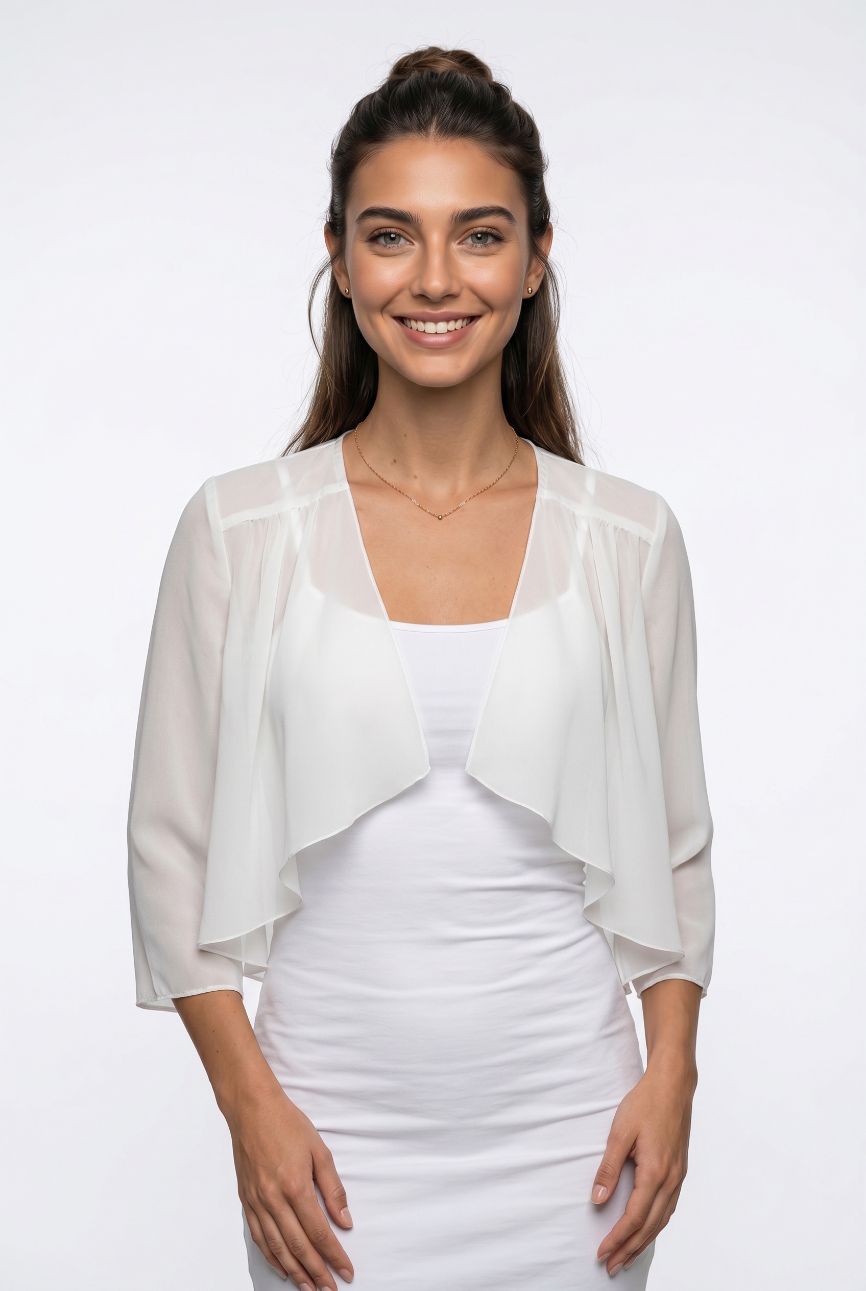 bonprix Blazer boléro pour occasions festives et mariages, manches 3/4, col cascade