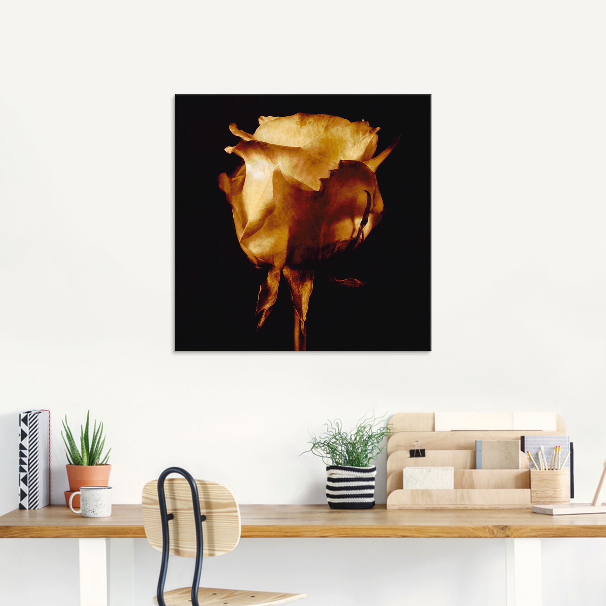 Artland Tableau en verre »Vergoldete Rose« 1 cuis tlg. in verschiedenen Grössen