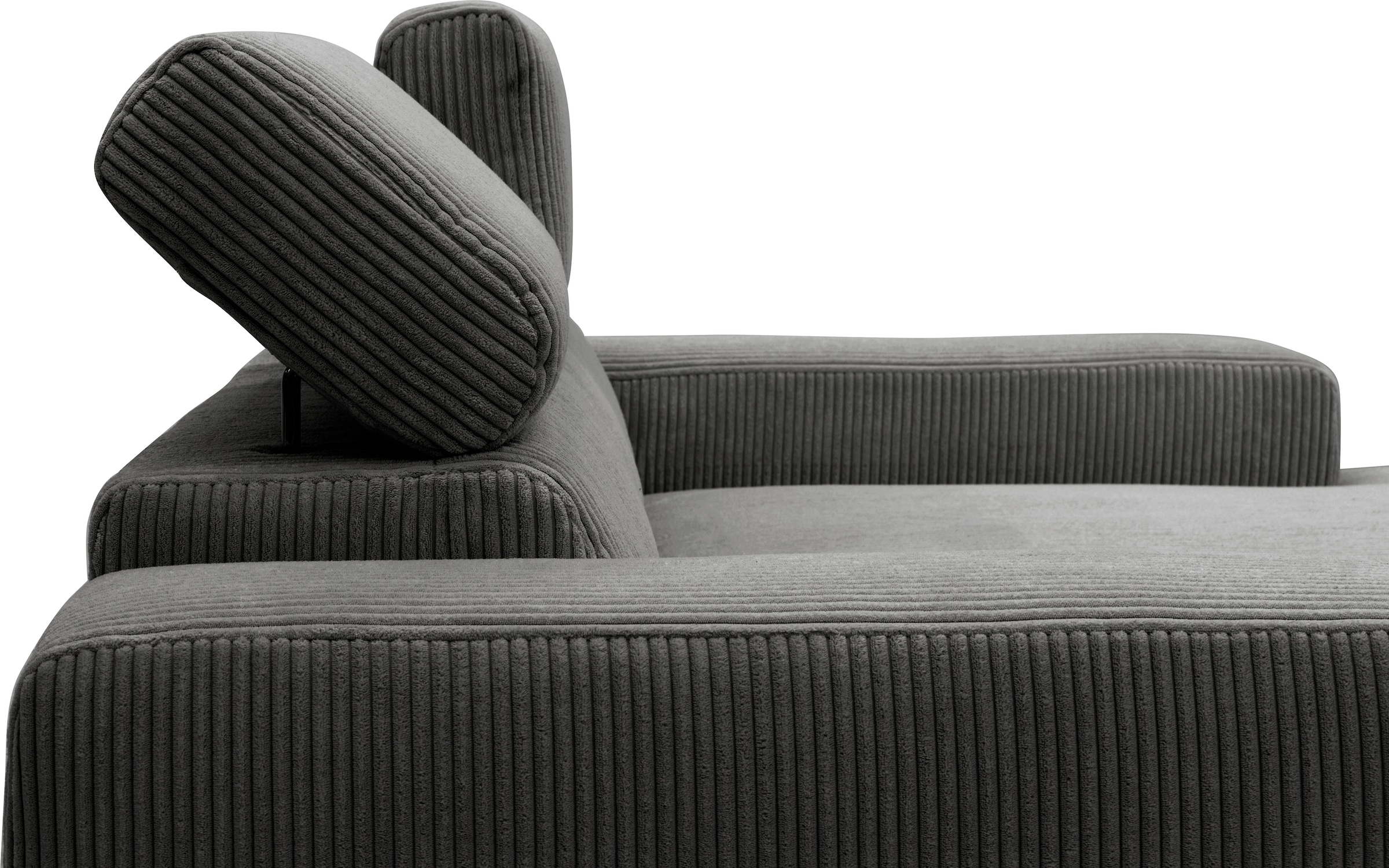 DOMO collection Ecksofa »Brandon B/T: 214/175 cm, belastbar bis 140kg/ Sitz, L-Form«, Cord, grau