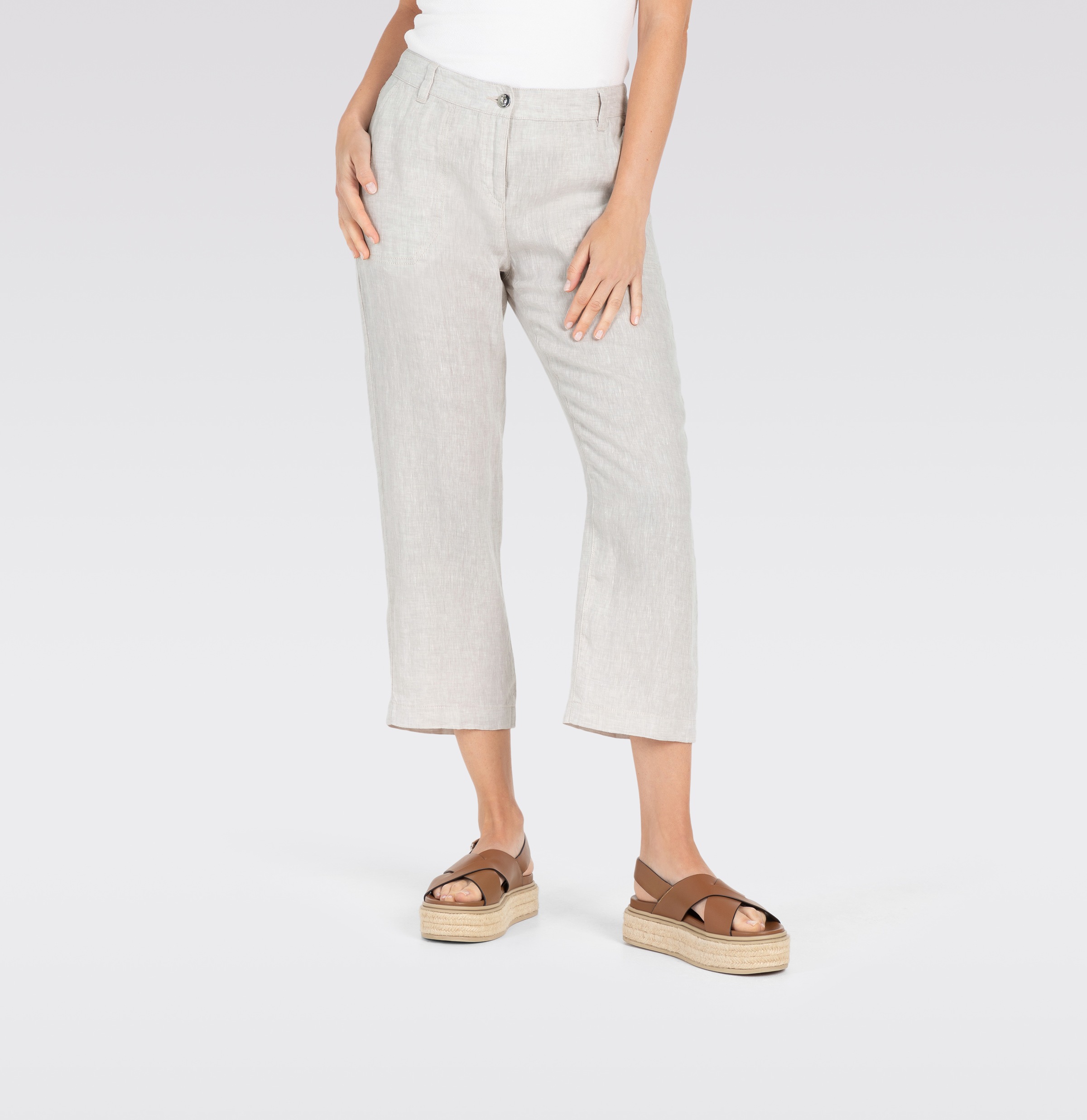 Image of MAC Leinenhose "NORA cropped" Sommerhose temperaturausgleichend und angenehm auf der Haut