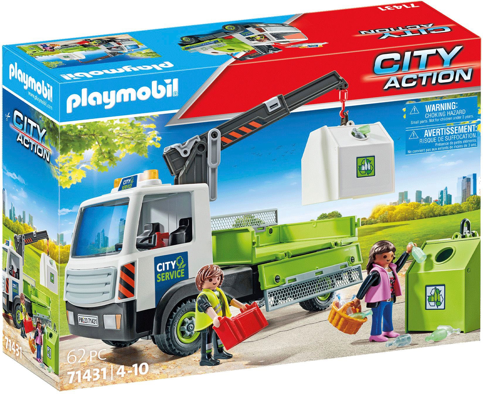 Playmobil® Konstruktions-Spielset »Altglas-LKW mit Container (71431), My Action Heroes«, (62 St.)