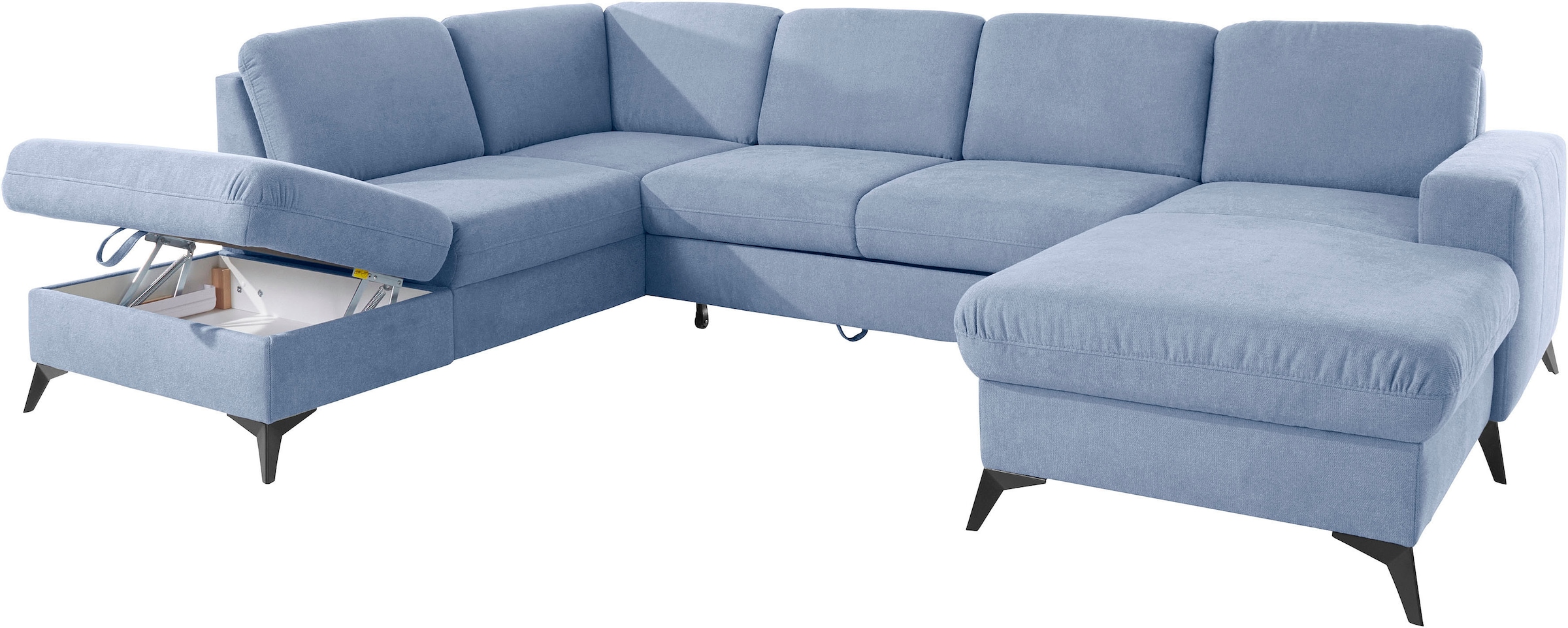 Places of Style Wohnlandschaft »Lolland U-Form«, Wahlweise mit Bettfunktion und Stauraum, auch mit abwischbarem Bezug