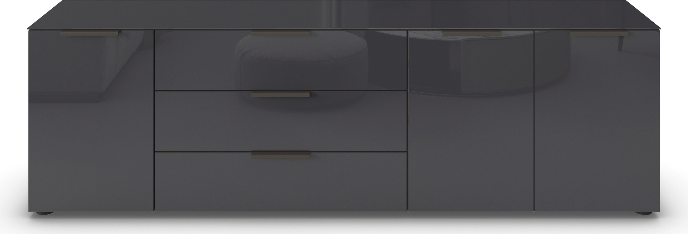 rauch Commode combinée »Kommode Türkommode Sideboard Kombikommode FLIPP mit Glasfront« Largeur 200 cm avec 2 étagères,  3 portes, 3 tiroirs, fonction soft-close, plateau supérieur et façade en verre