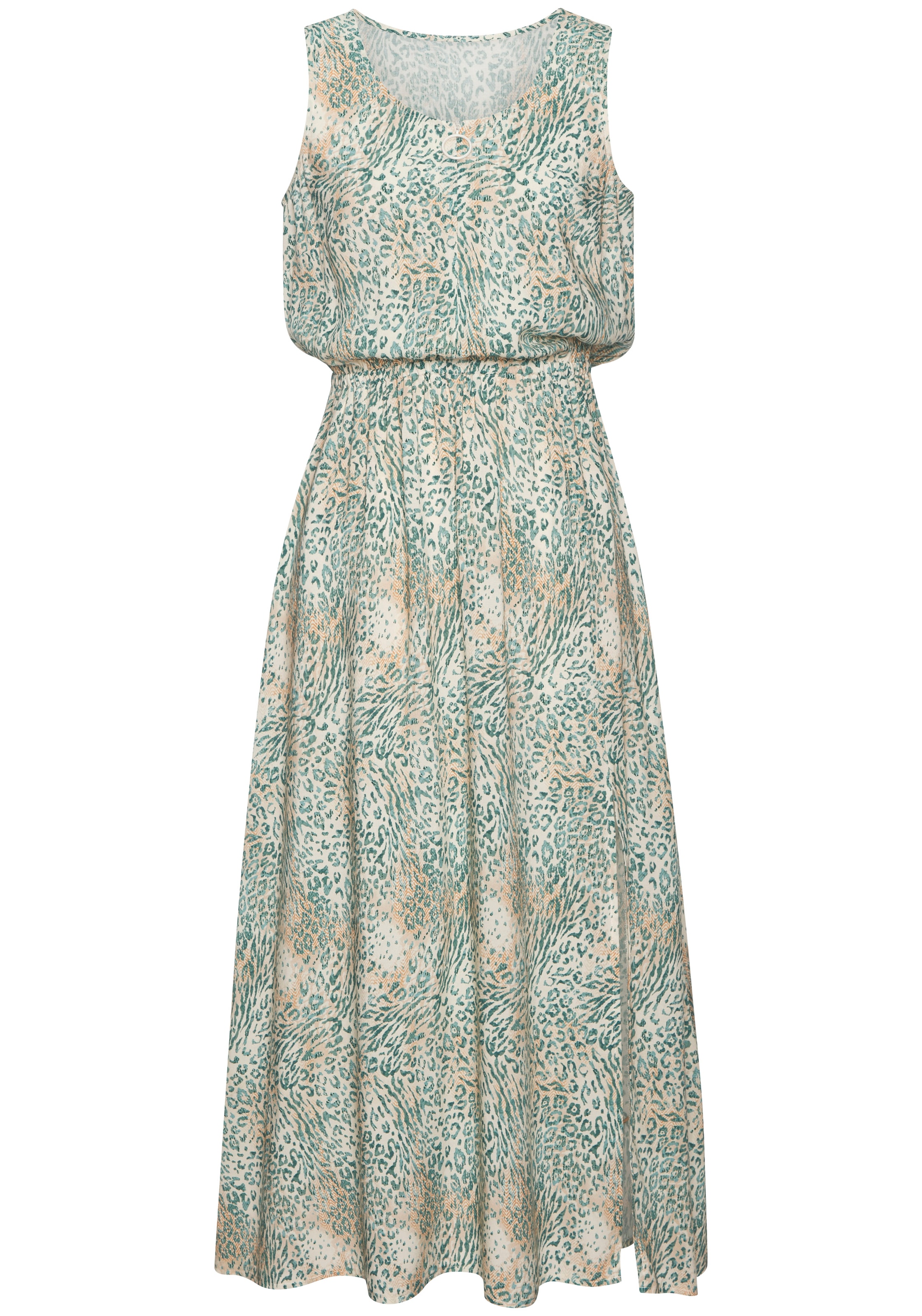 LASCANA Robe midi avec fermeture éclair à l’encolure, imprimé animalier