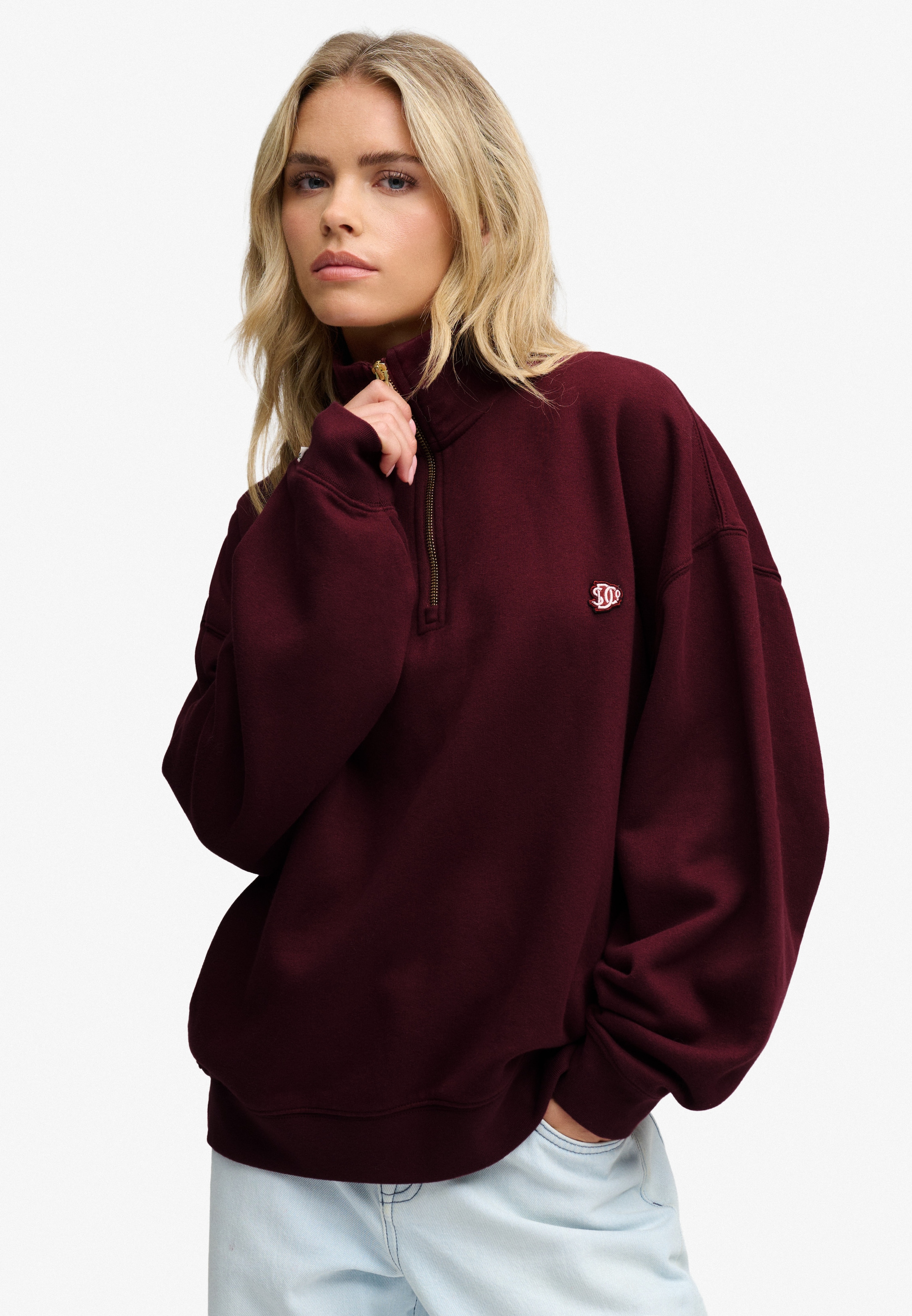 Image of Superdry Sweatshirt "MONOGRAM HALF ZIP SWEAT", Baumwollmischung, relaxed fit