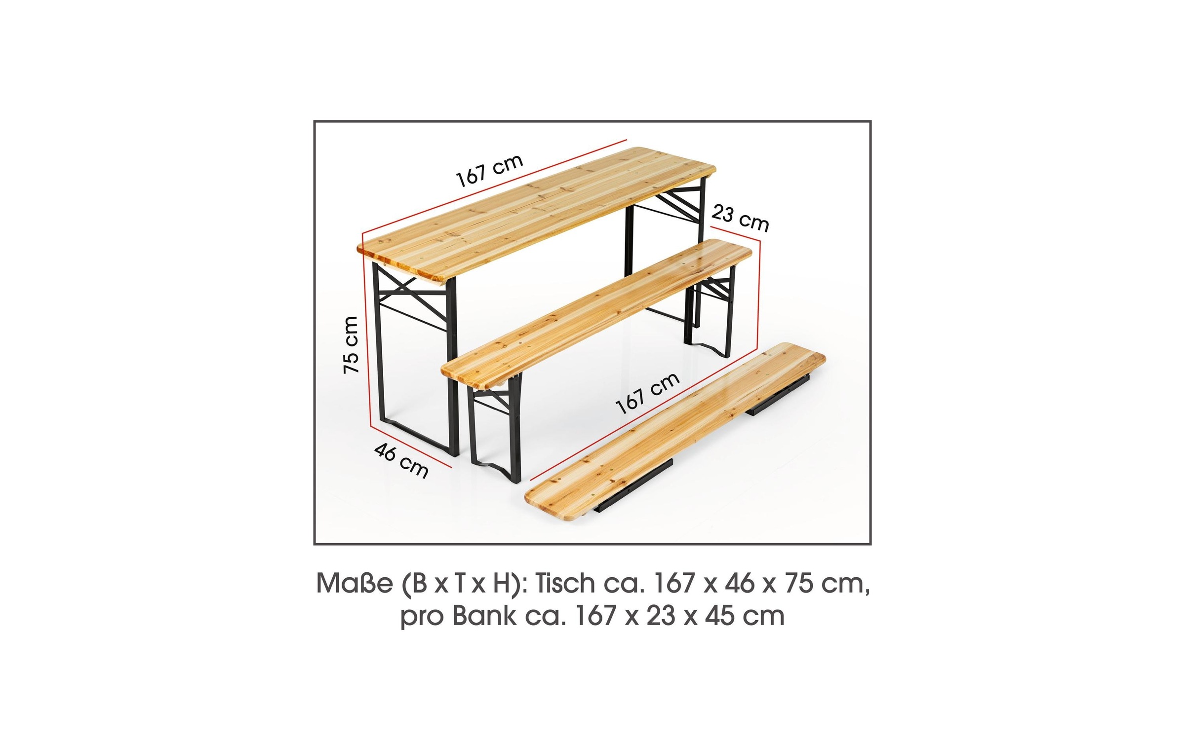 MAXXMEE Garniture de tente à bière »170 cm« Holzart: Fichte (China)