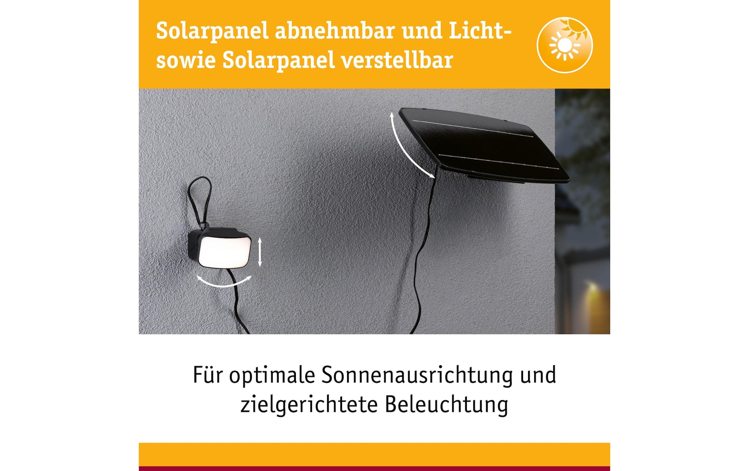 Paulmann Aussen-Wandleuchte »Solar Fluter Flotas inkl. Bewegungsmelder IP65 3000K 700 lm« LED-Modul warmweiss