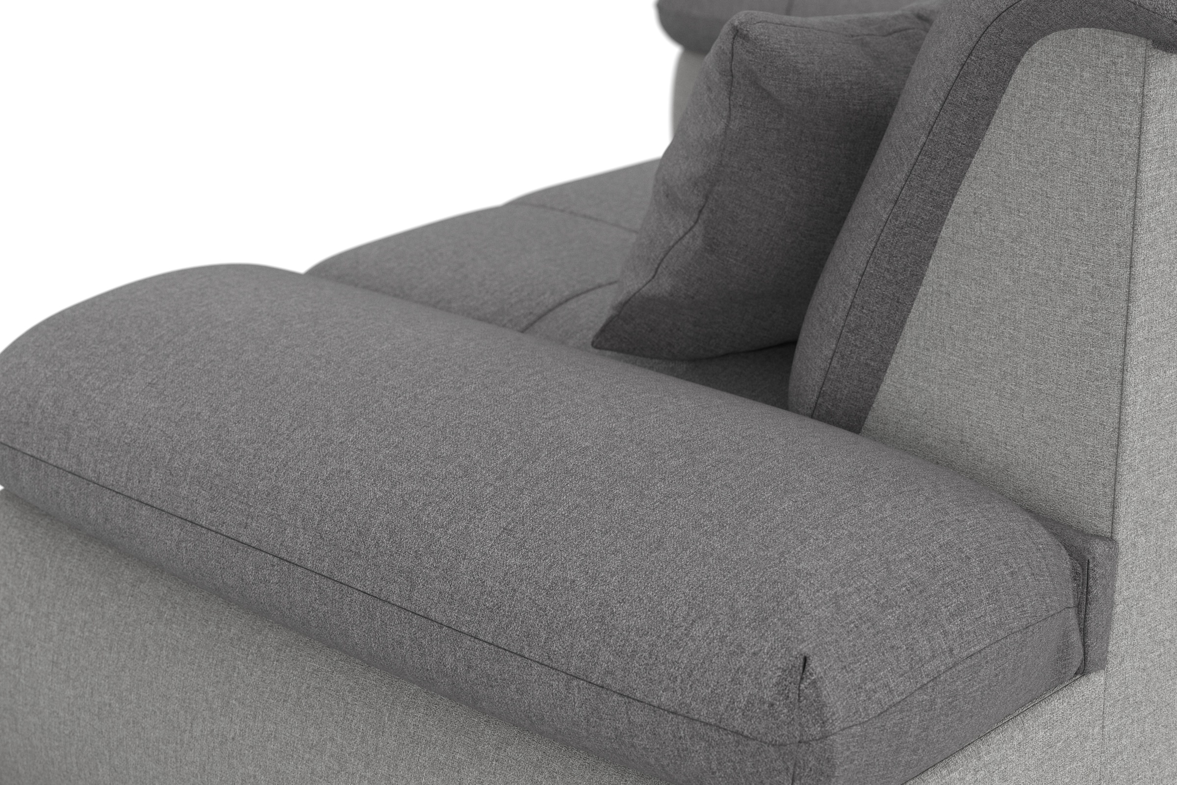 DOMO collection Ecksofa »Moric, L-Form, XXL-Sofa - Breite 300cm«, wahlweise mit Bettfunktion und Armteilverstellung, silberfarben-grau