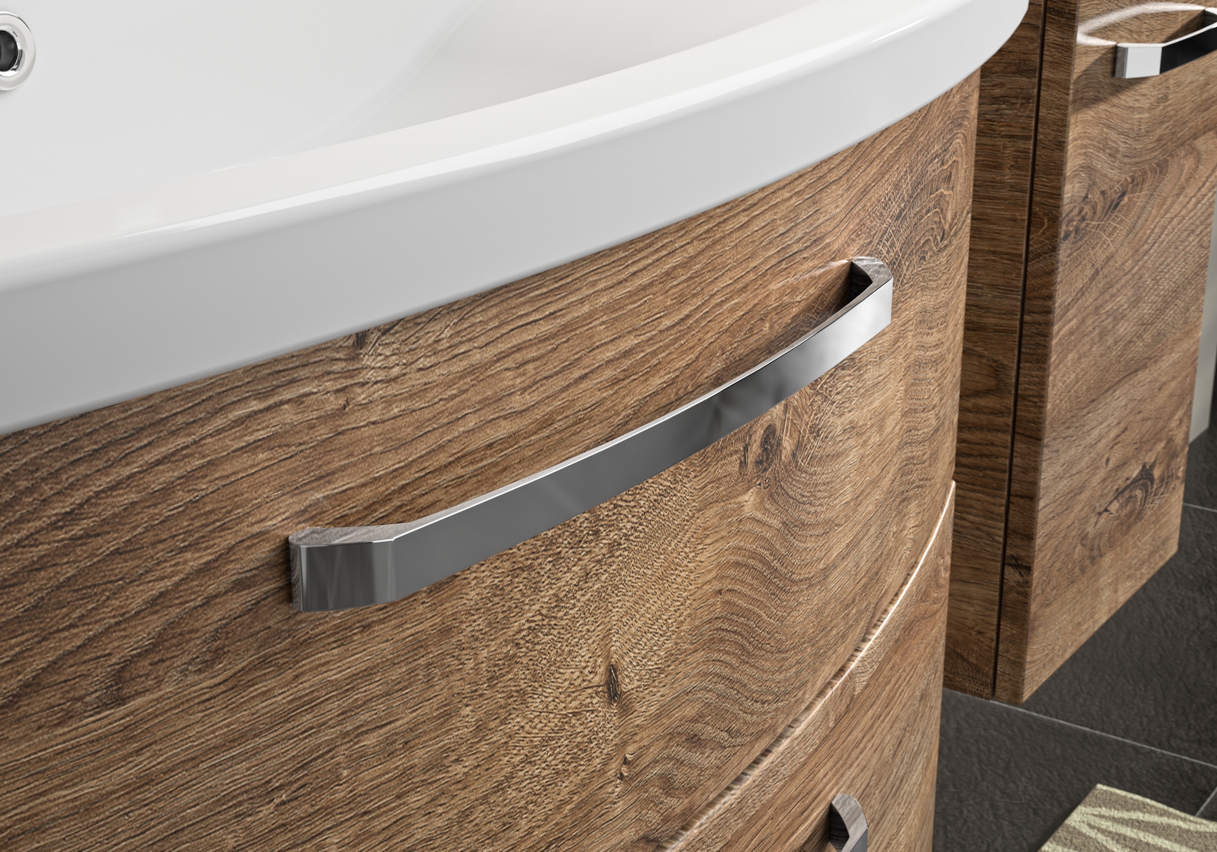 Saphir Waschtisch »Serie 4010 Keramik-Waschtisch mit Unterschrank, 84 cm breit« Waschplatz mit 2 Schubladen, Badmöbel-Set mit Waschtisch