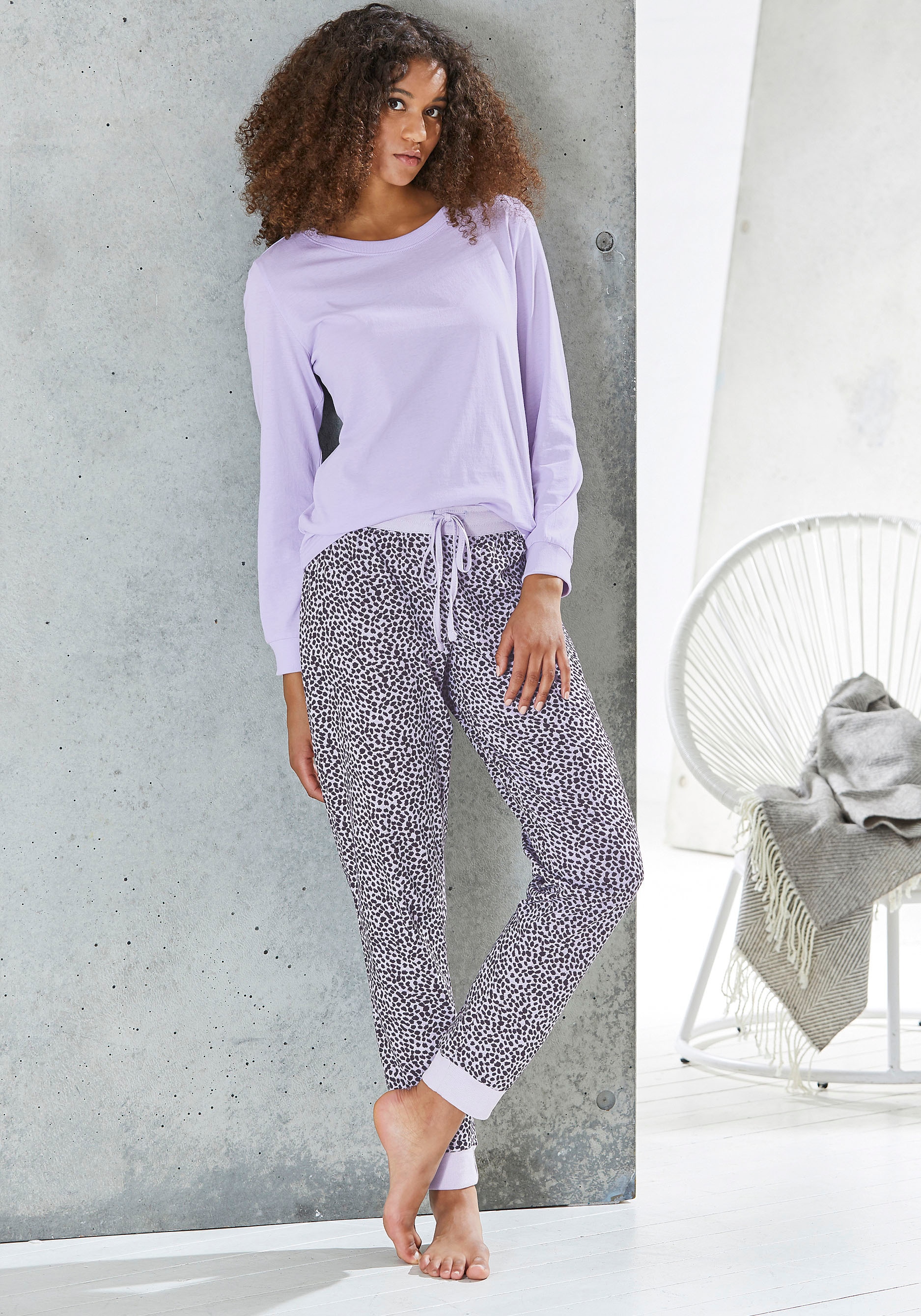 Vivance Dreams Pyjamaoberteil, mit Rippbündchen