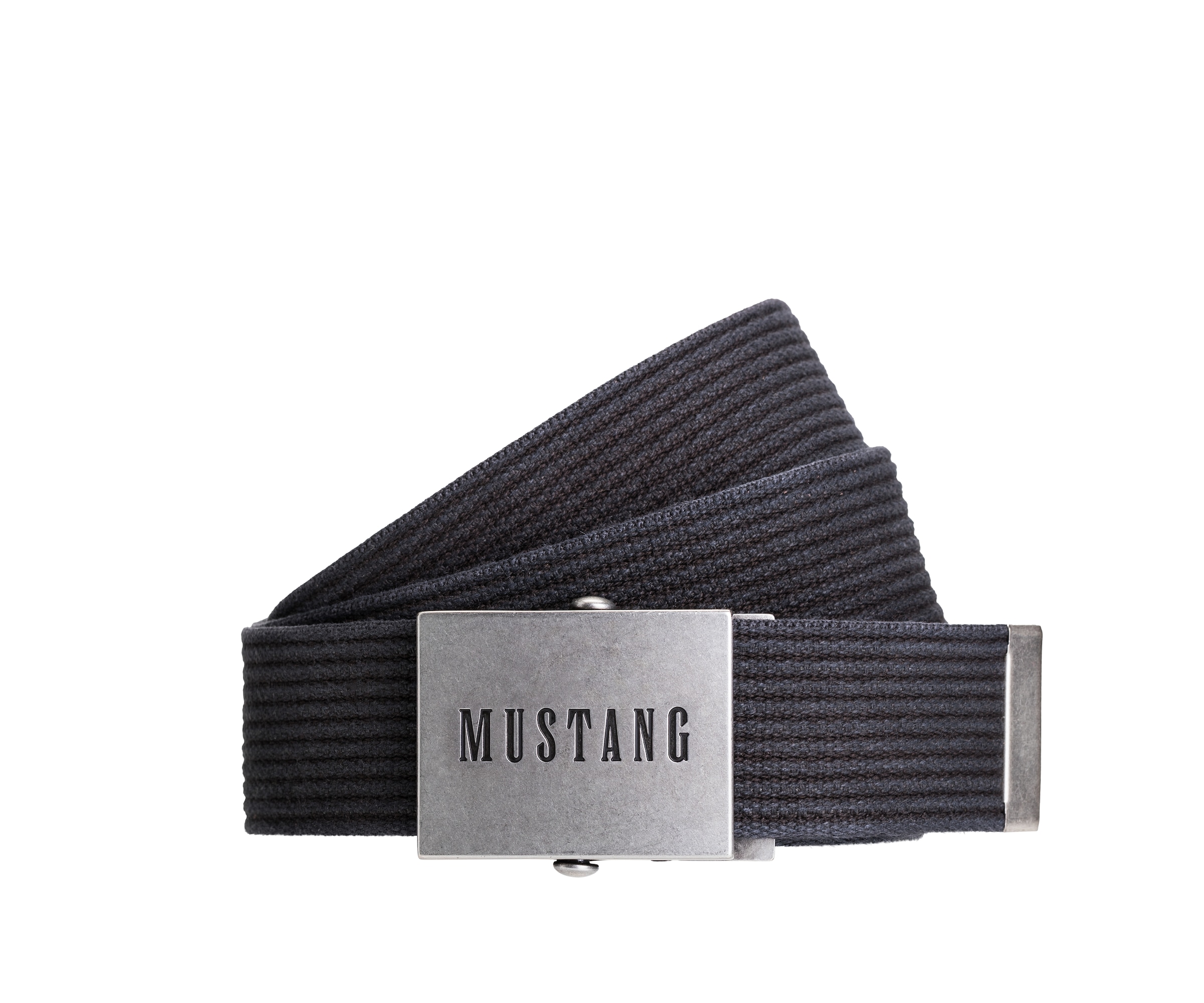 Image of MUSTANG Stoffgürtel ""Tucker"" mit gewaschenem Rillenband, 4 cm breit, aus Baumwolle, kürzbar