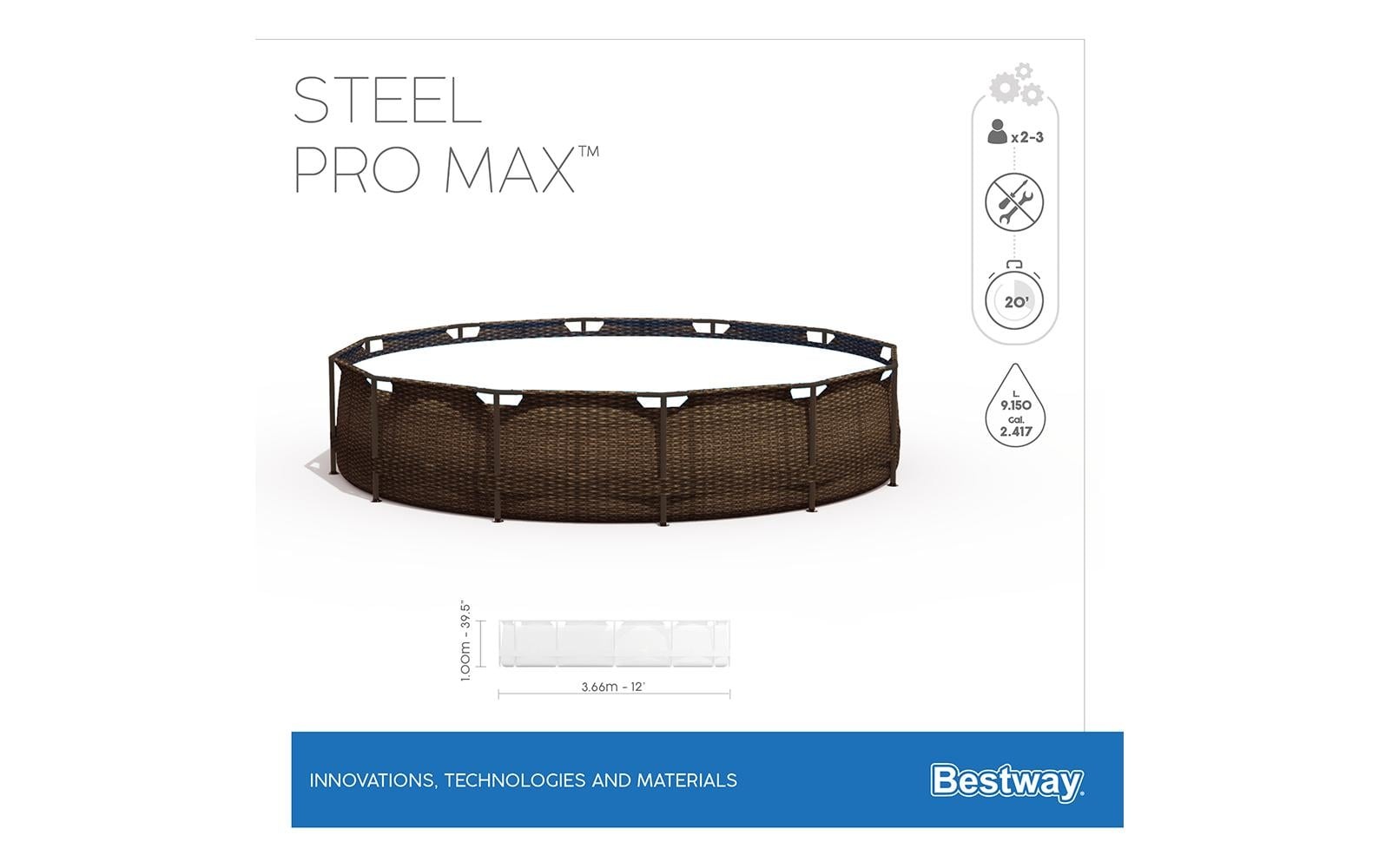 Bestway Pool »Steel Pro Max mit Filterpumpe 366 x 100 cm«