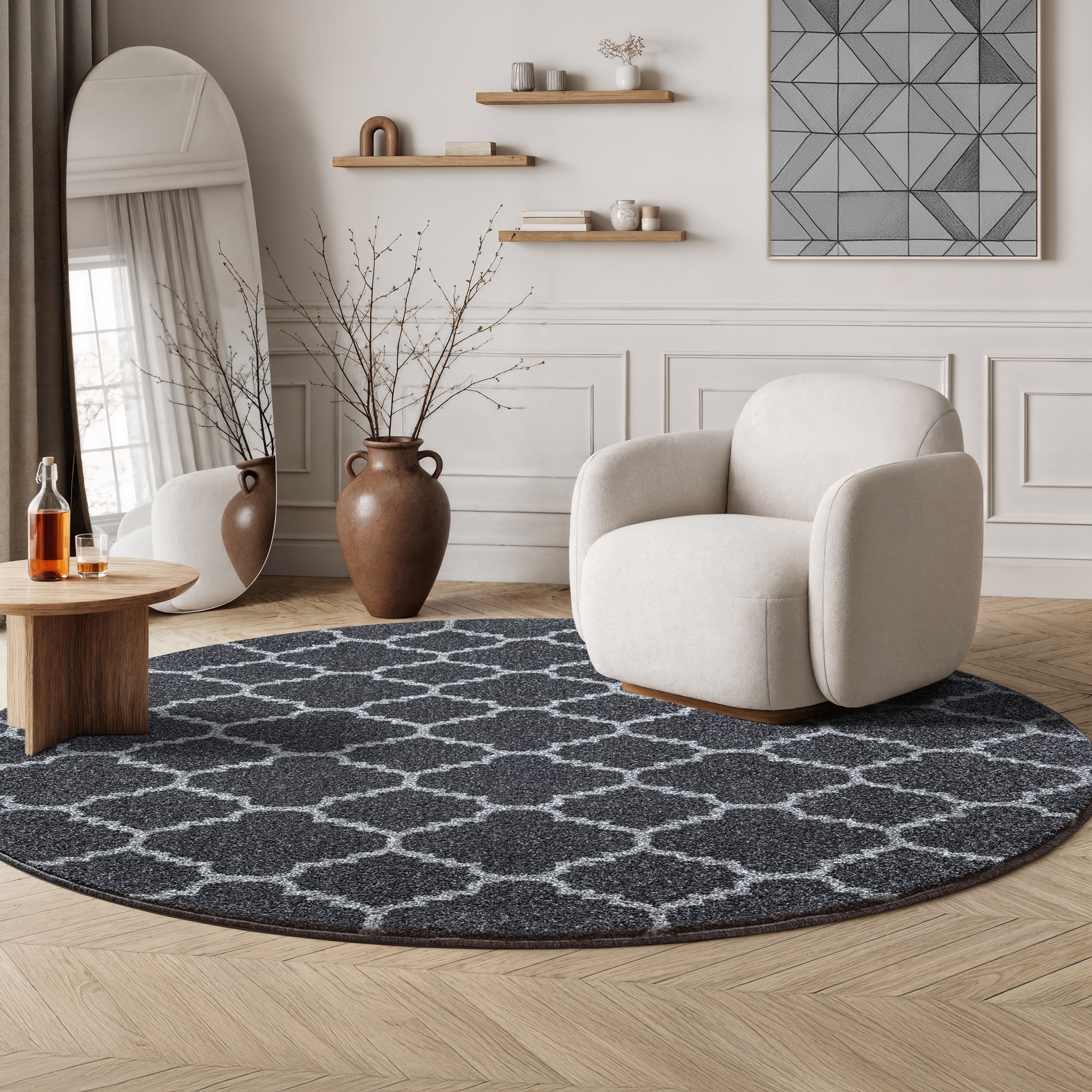 Image of Sanat Teppich "Boho 8202, auch als Läufer und in Rund" rund 10 mm Höhe Kurzflor, robust, Boho, Scandic, für Fussbodenheizung geeignet