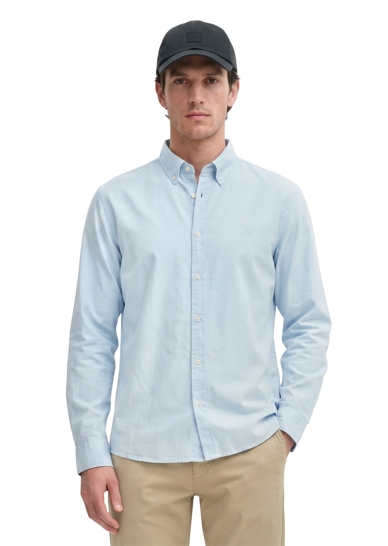 Marc O'Polo Langarmhemd regular fit aus Bio-Baumwolle, Button-down-Kragen, mit Struktur