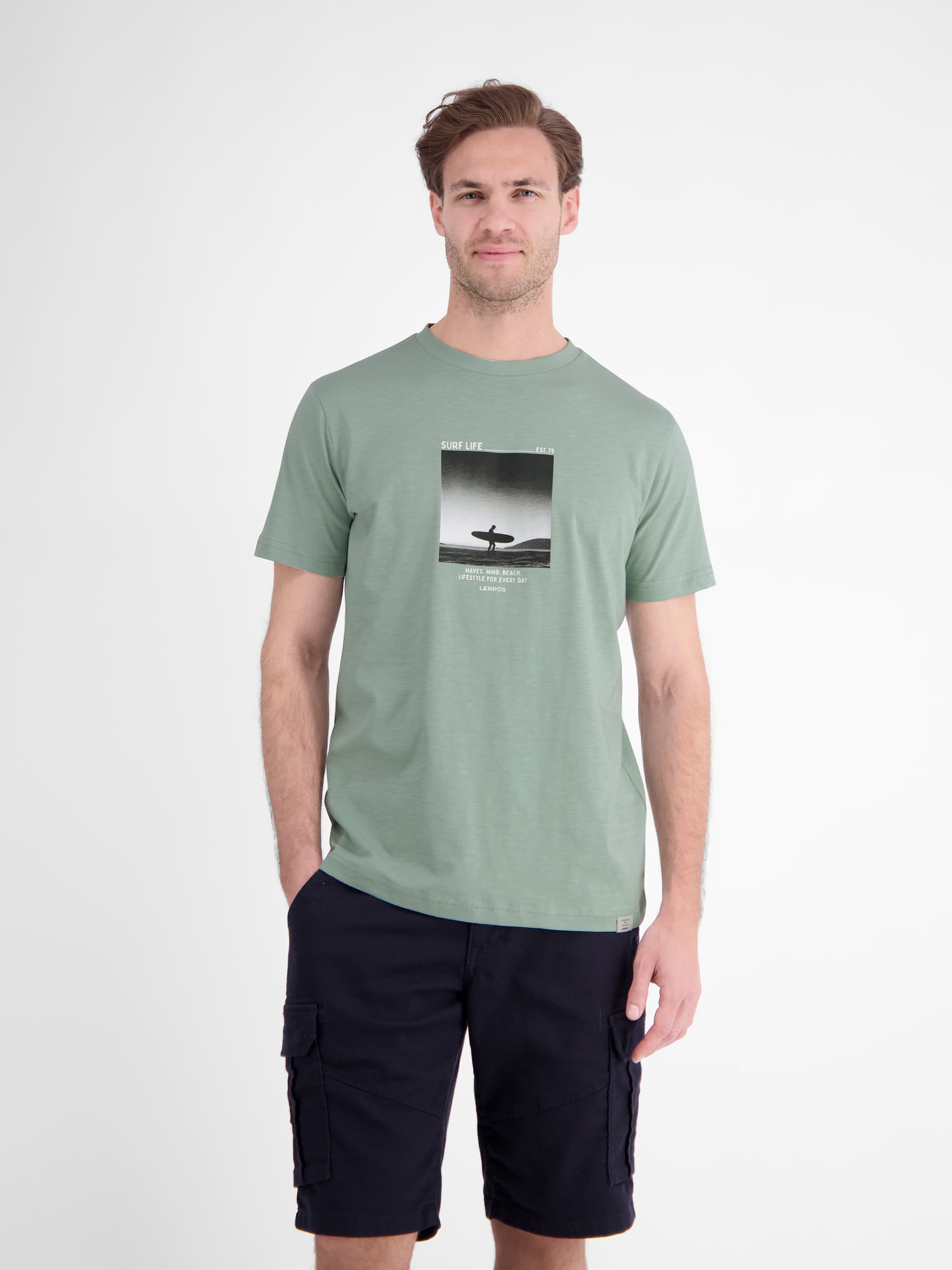 Image of LERROS T-Shirt "Sportliches T-Shirt mit Surfer-Motiv-Print, reine Baumwolle"