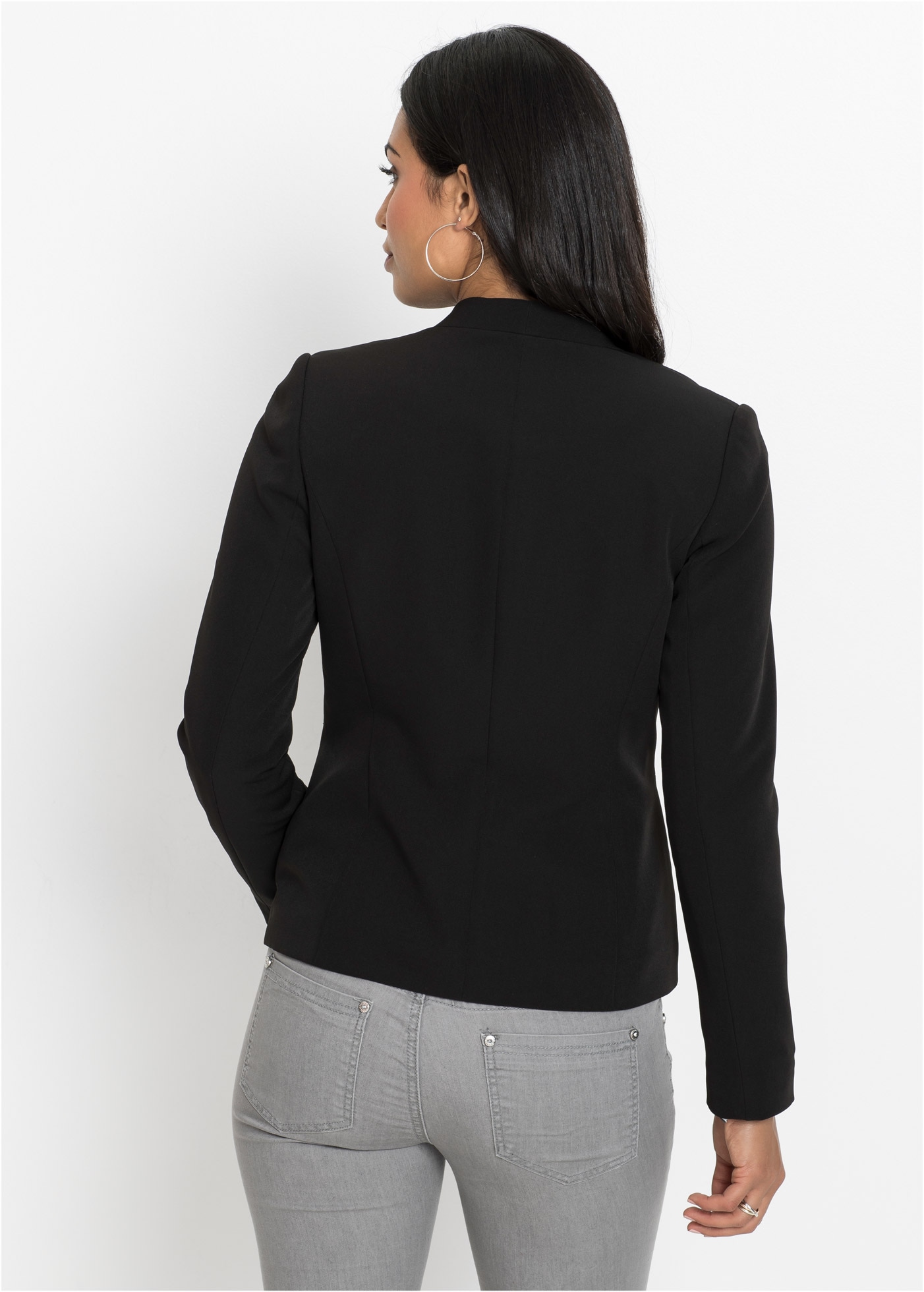 bonprix Veste blazer stilvoller Auftritt, figurbetonte Passform, mit Stehkragen