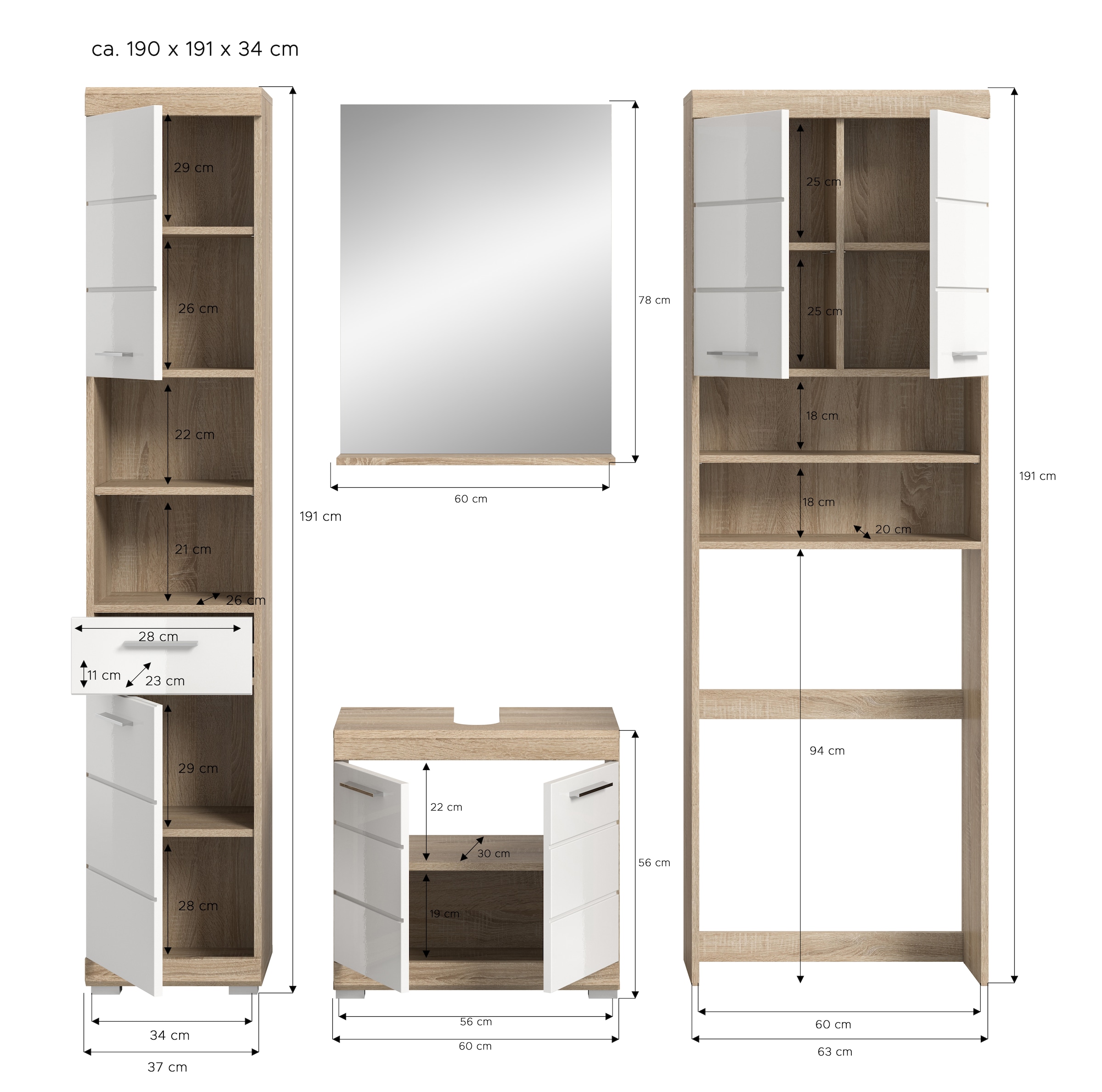 INOSIGN Badmöbel-Set »Siena, 4 teilig, bestehend aus:« Set, TOPSELLER!, 4 Stk. tlg.