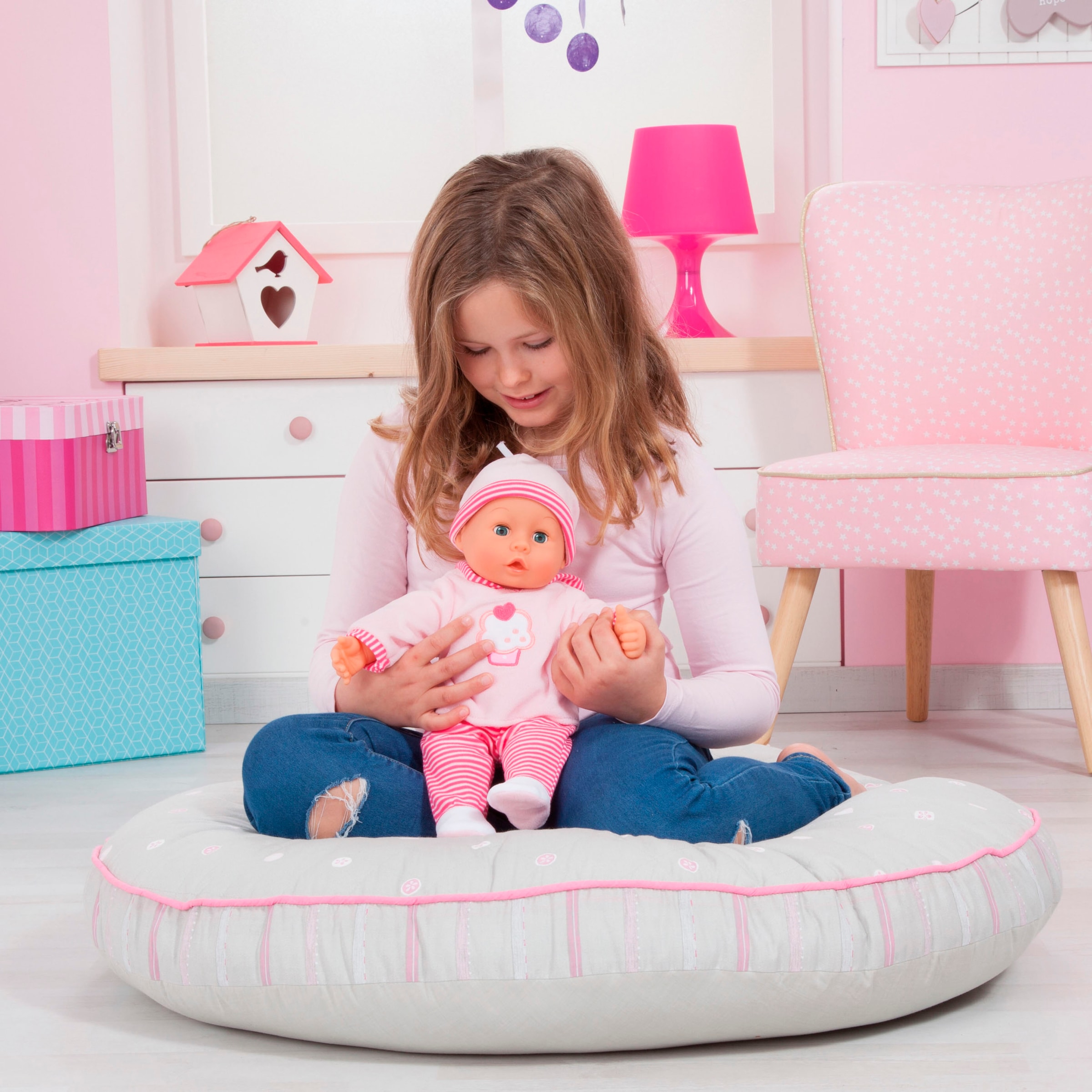 Bayer Babypuppe »First Words Baby, 38 cm rosa/pink« mit Schlafaugen und Babygeräuschen
