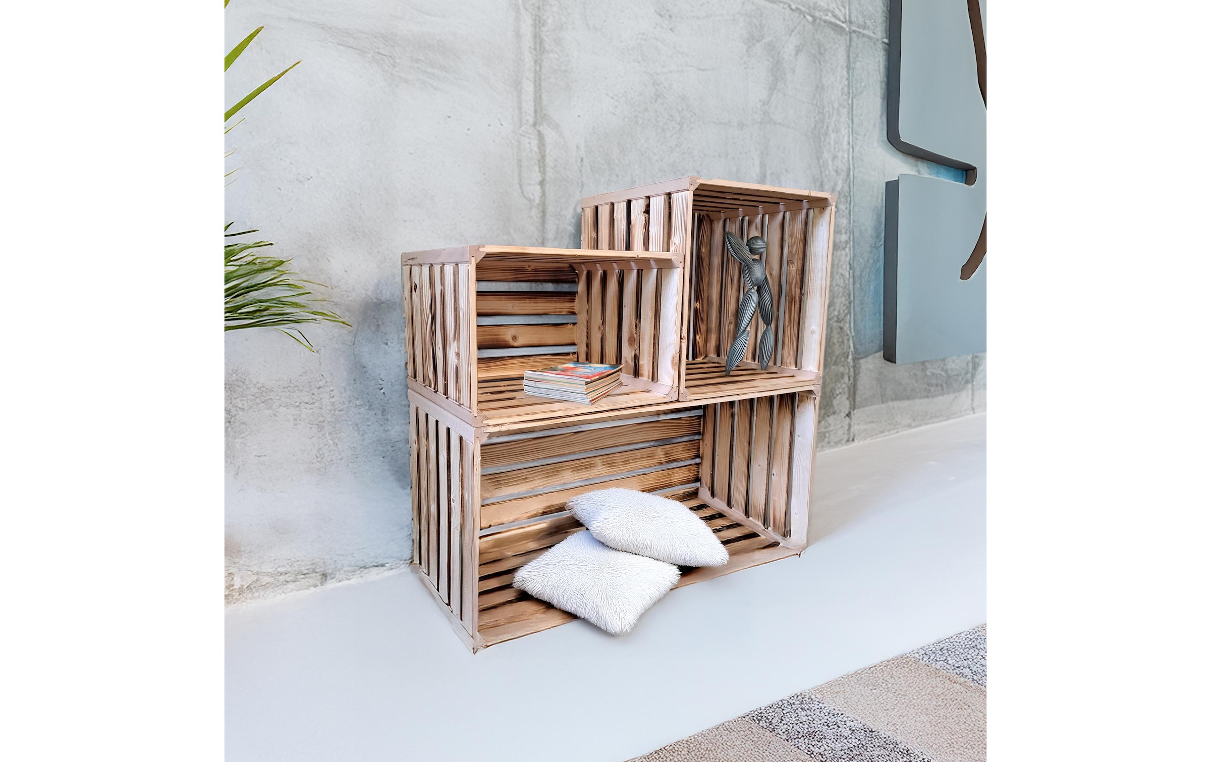 Holz Zollhaus Regal »Holzharasse geflammt, 23,3 x 35 x 32 cm«