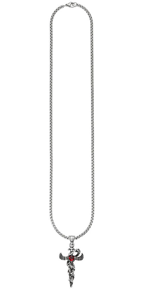 Bruno Banani Kette mit Anhänger »Schmuck Geschenk Venezia Gothic Herz rot, B0247N/20/00/55«, mit Glasstein