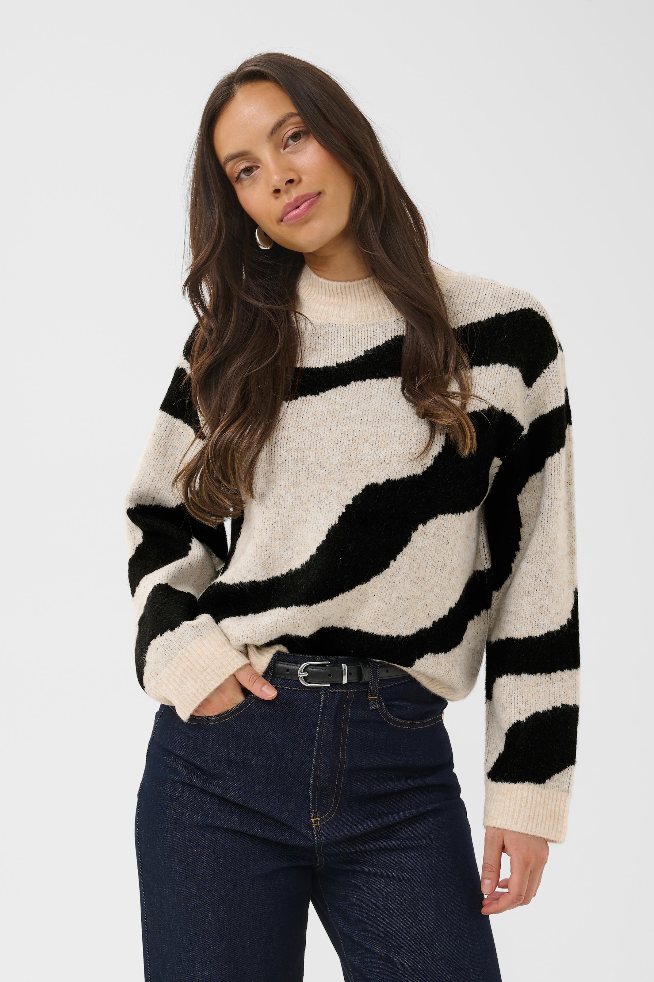 Saint Tropez Pull à col roulé »MallieSZ Pullover« Mélange de matériaux, coupe regular