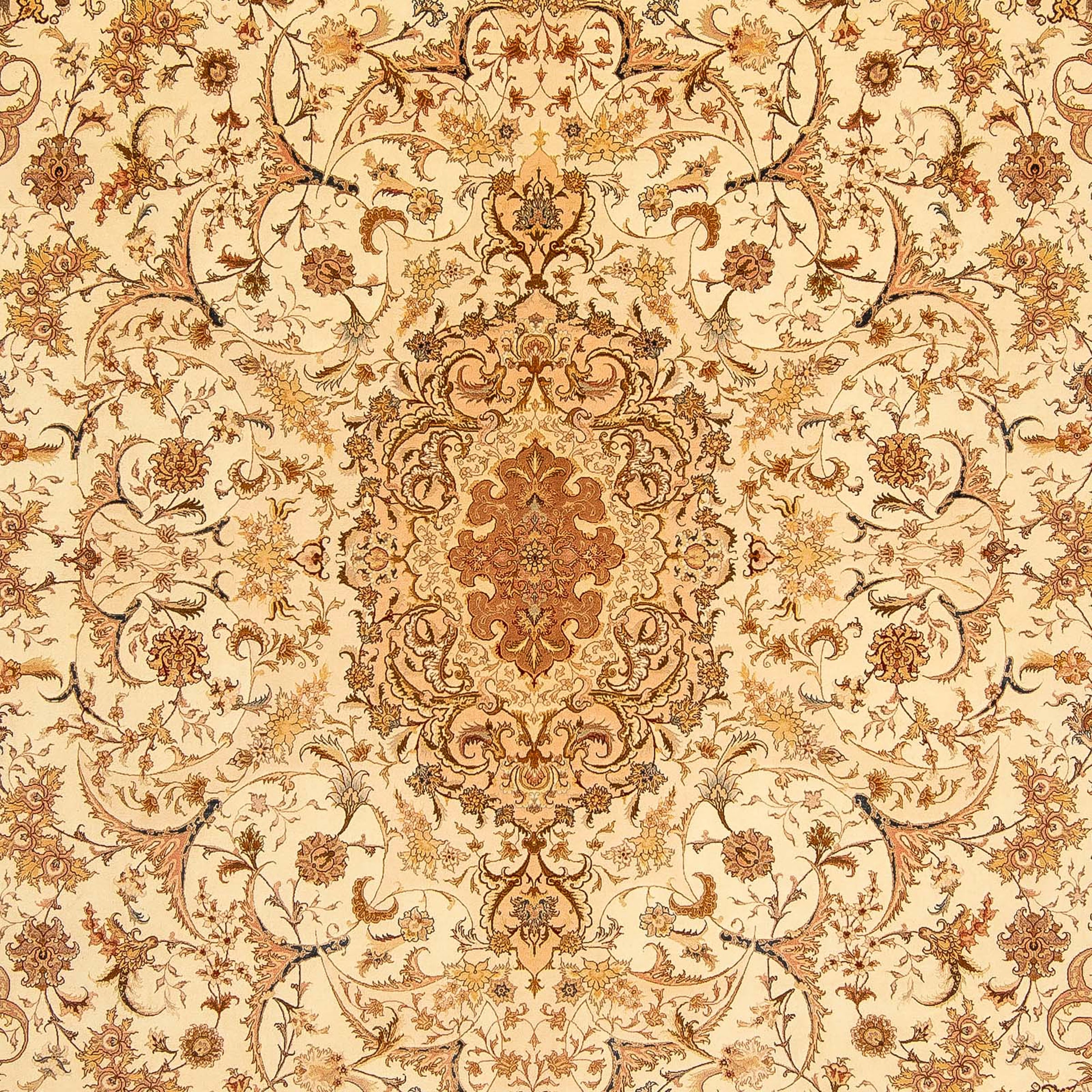 morgenland Orientteppich »Perser - Täbriz - Royal - 350 x 251 cm - hellbraun«, rechteckig, Wohnzimmer, Handgeknüpft, Einzelstück mit Zertifikat