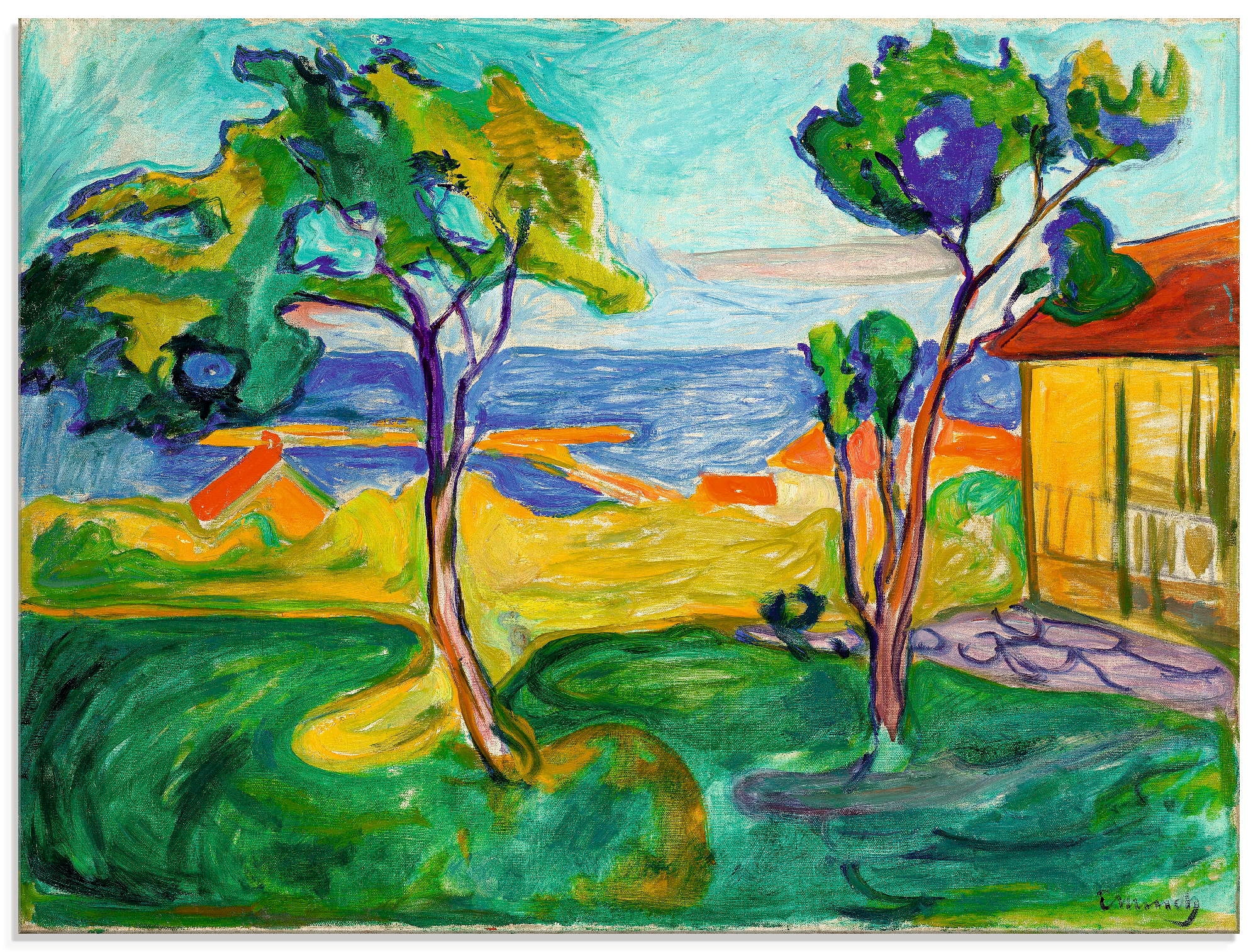 Image of Artland Glasbild "Der Garten in Asgardstrand. 1904-05" Wiesen & Bäume 1 Stk. tlg. in verschiedenen Grössen
